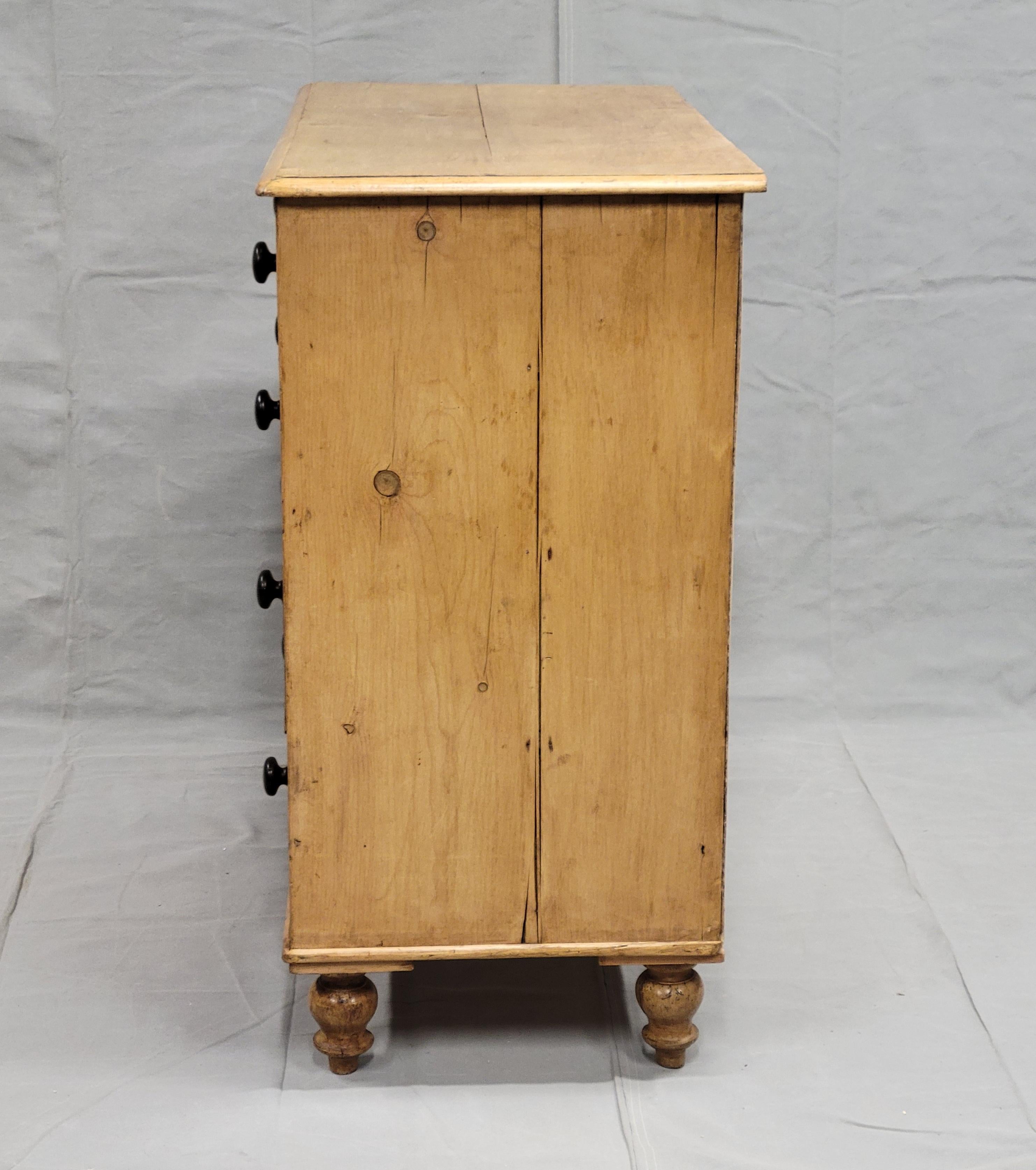 Antique English Edwardian Circa 1900 Scrubbed Pine Dresser with Turnip Feet 6