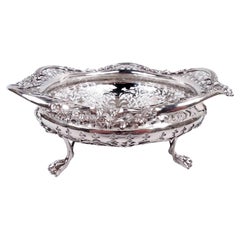 Antique English Edwardian Classical Pierced Sterling Silver Bowl, 1913