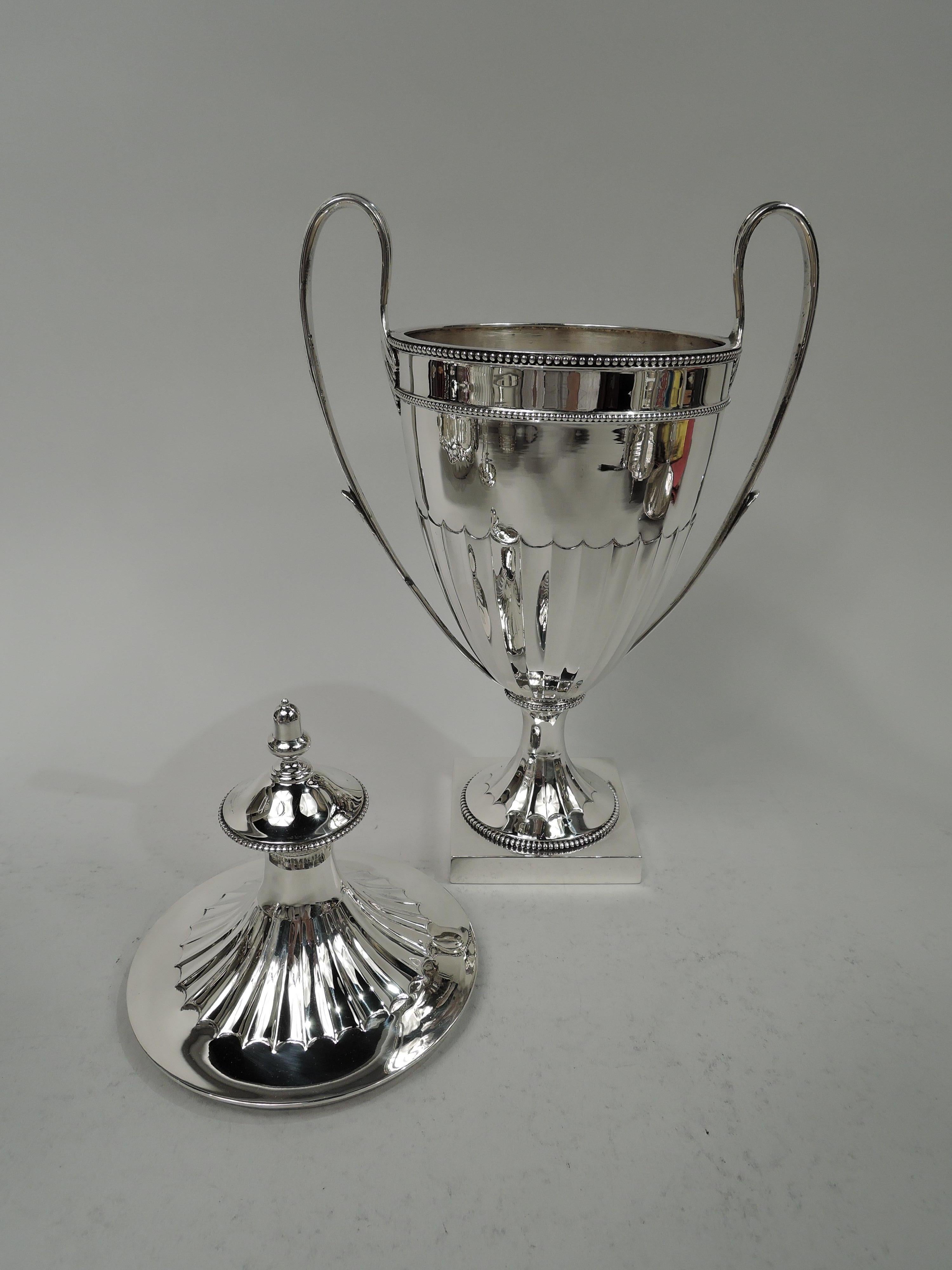 Neoclassical Revival Antique English Edwardian Classical Sterling Silver Covered Urn For Sale