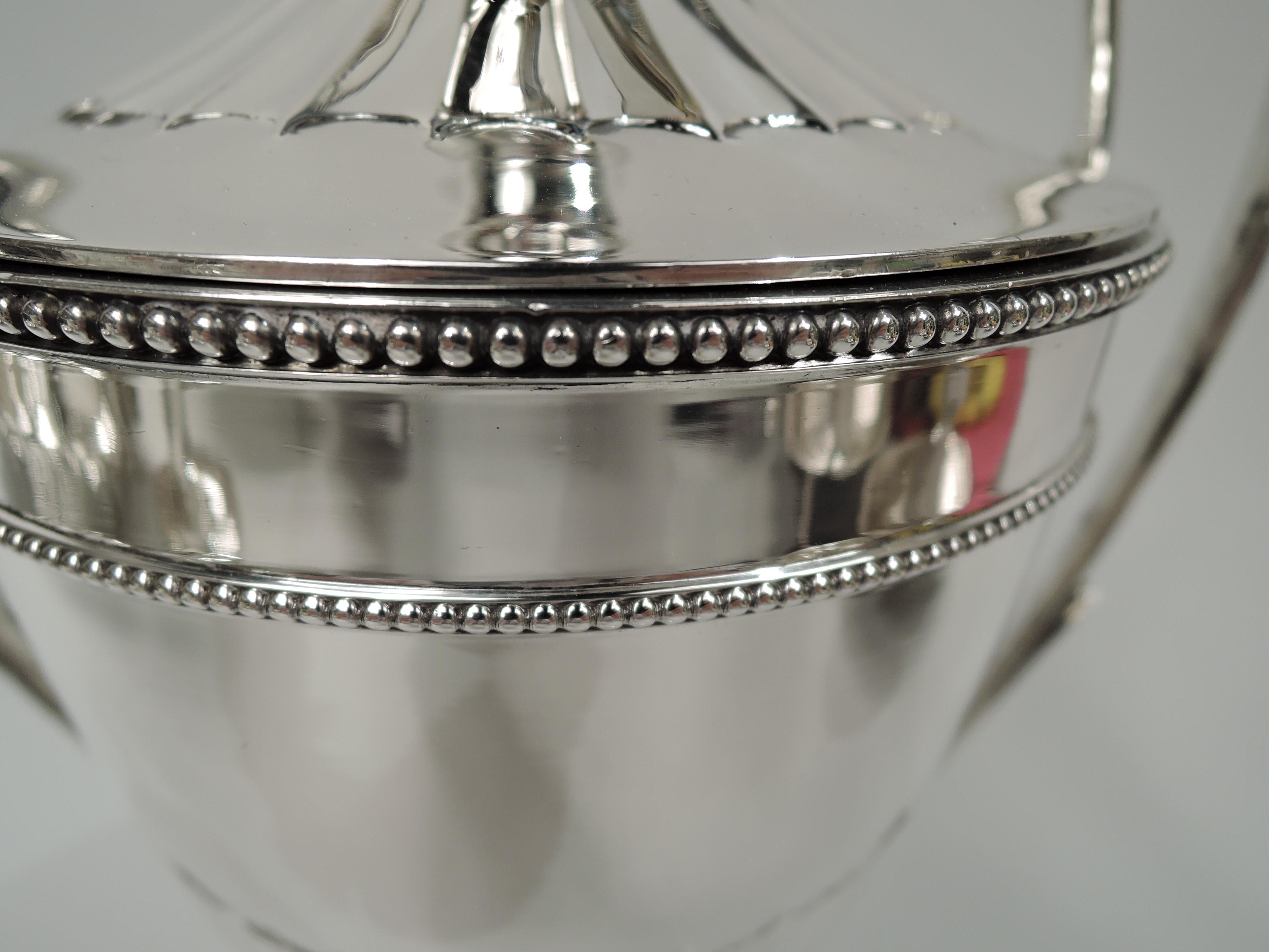 Early 20th Century Antique English Edwardian Classical Sterling Silver Covered Urn For Sale