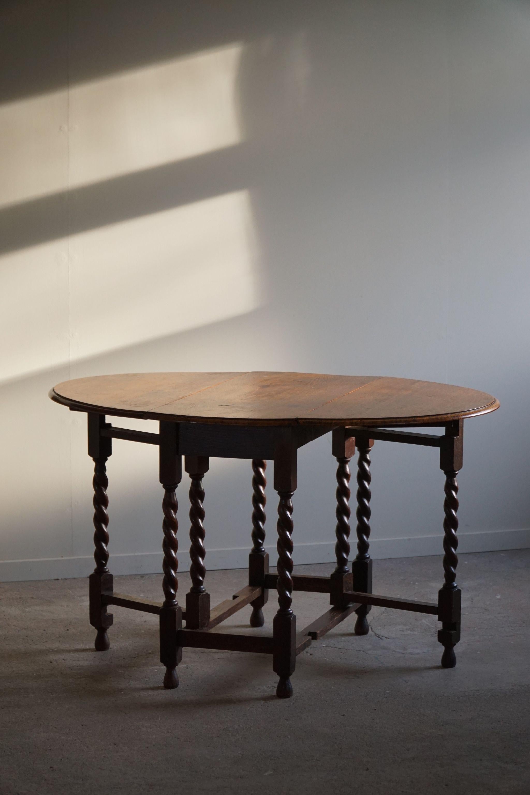 Antiker englischer edwardianischer blattförmiger Torbein-Tisch aus Eiche, spätes 19. Jahrhundert im Angebot 4