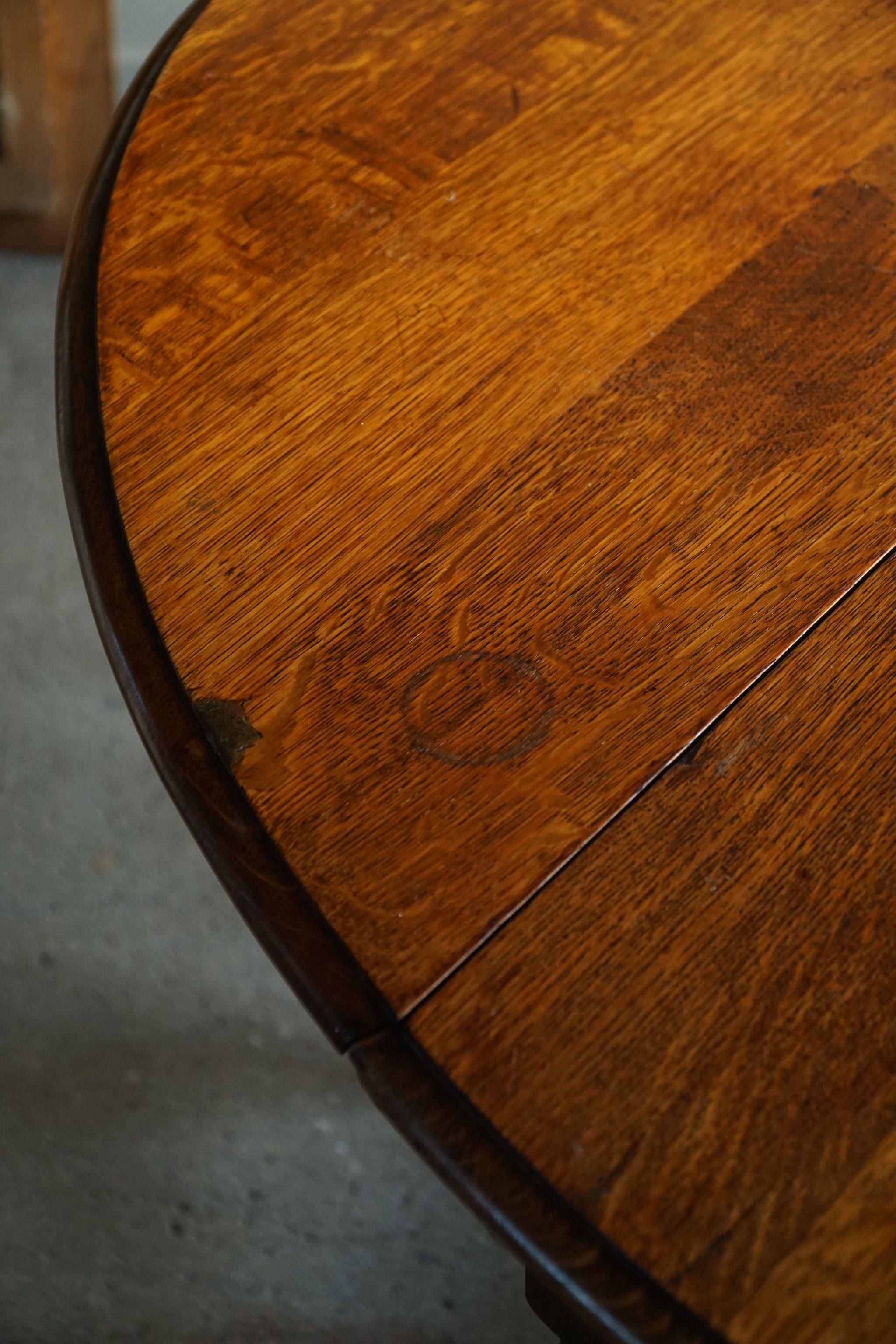 Antiker englischer edwardianischer blattförmiger Torbein-Tisch aus Eiche, spätes 19. Jahrhundert im Angebot 7