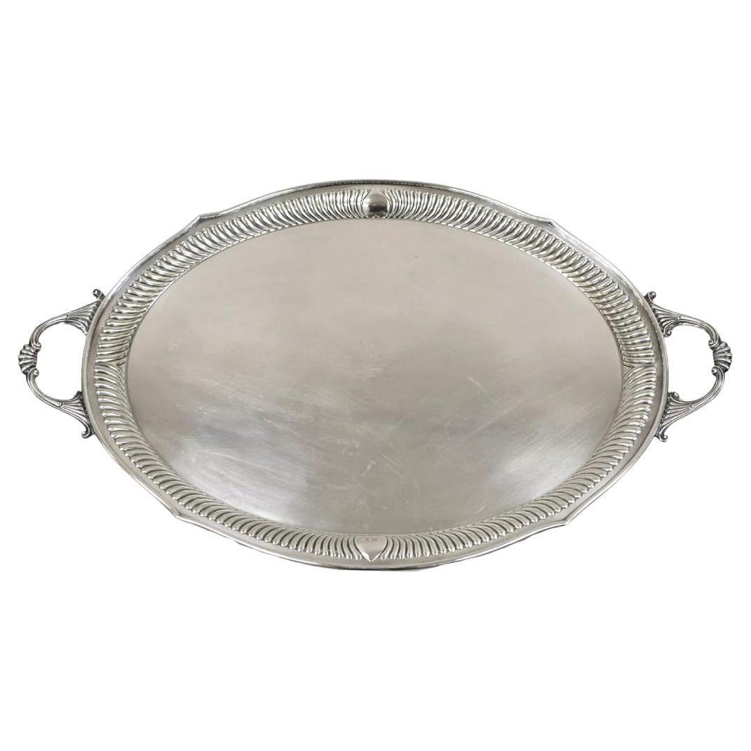 Bandeja ovalada antigua eduardiana inglesa con águila y corona grabadas para servir en venta