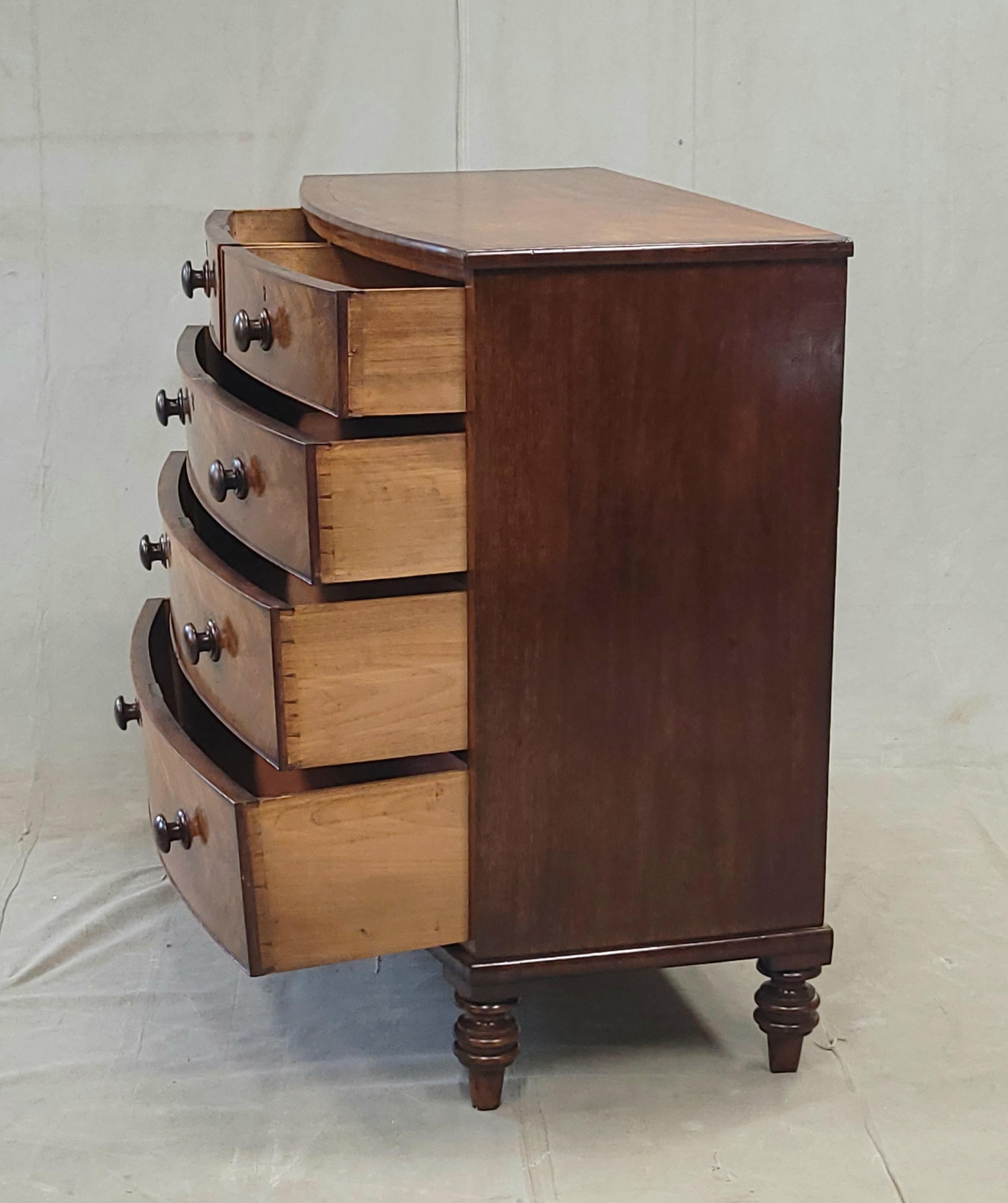 Antique English Edwardian Figured Mahogany Dresser With Original Knobs For Sale 6