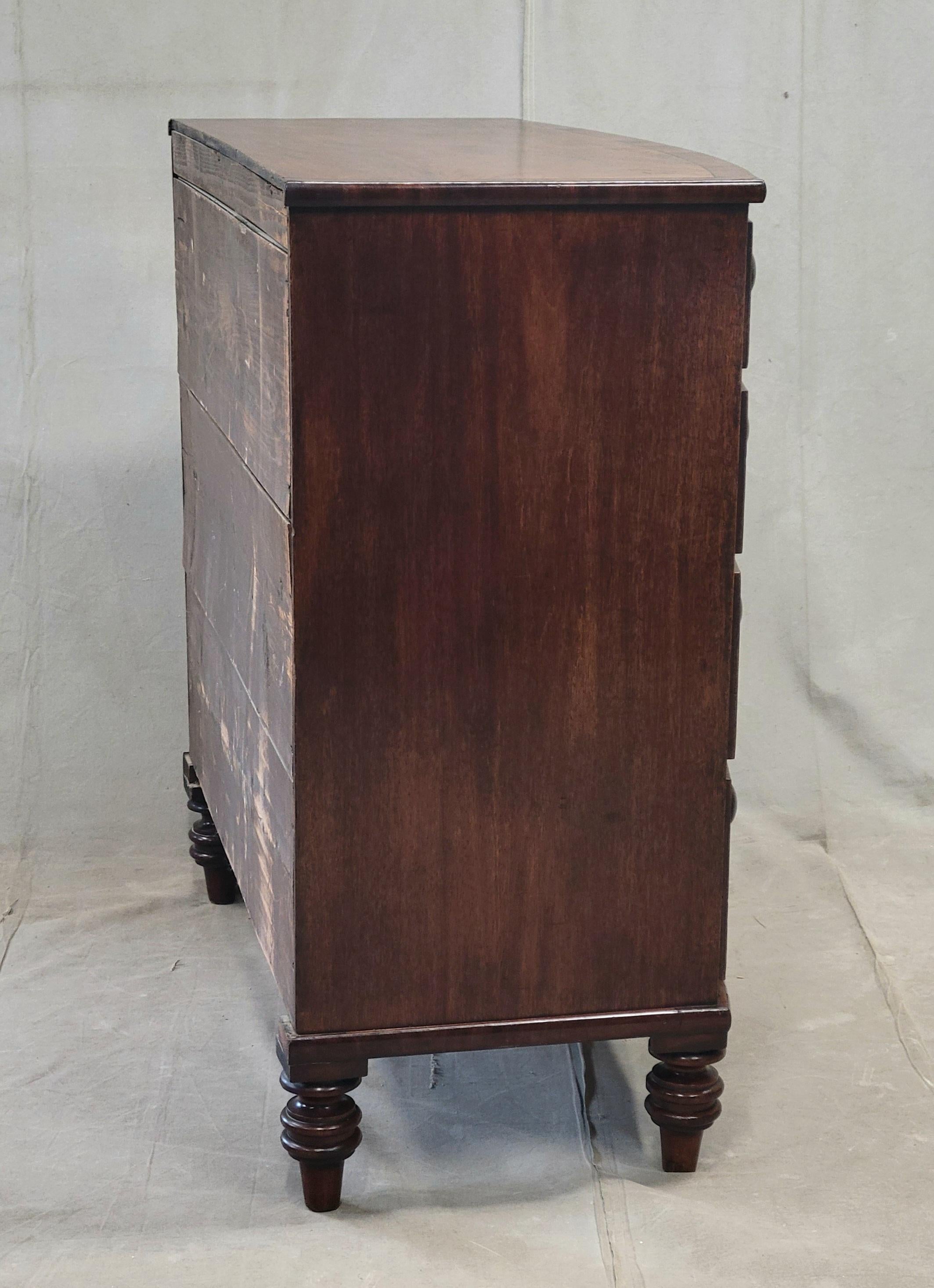 Antique English Edwardian Figured Mahogany Dresser With Original Knobs For Sale 8