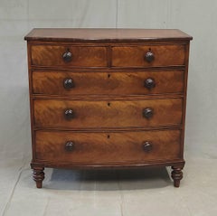 Antique English Edwardian Figured Mahogany Dresser With Original Knobs