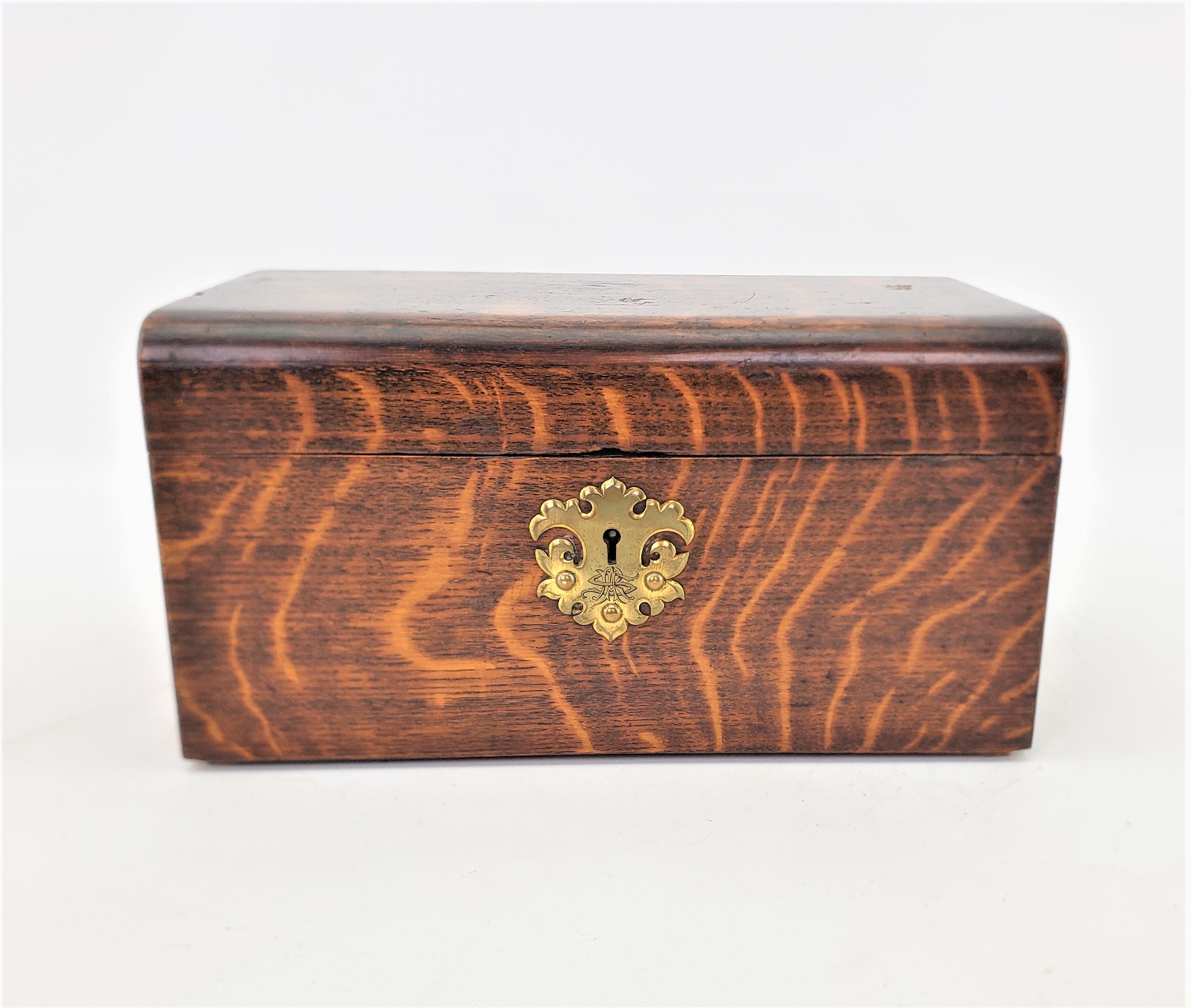 20th Century Antique English Edwardian Fumed Oak Convertible Triple Tea Caddy 