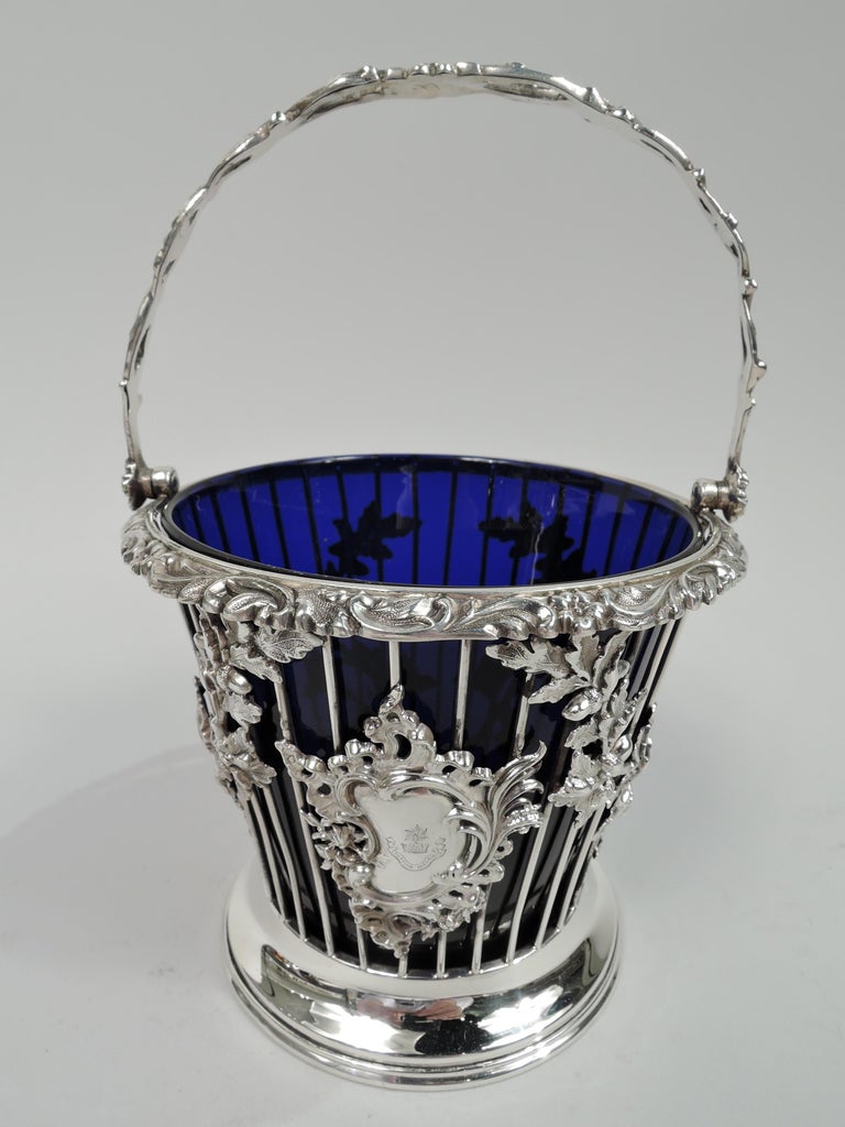 Antique English Edwardian Georgian Sterling Silver Cream Pail In Excellent Condition For Sale In New York, NY