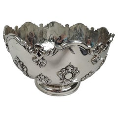 Antique English Edwardian Georgian Sterling Silver Monteith Bowl