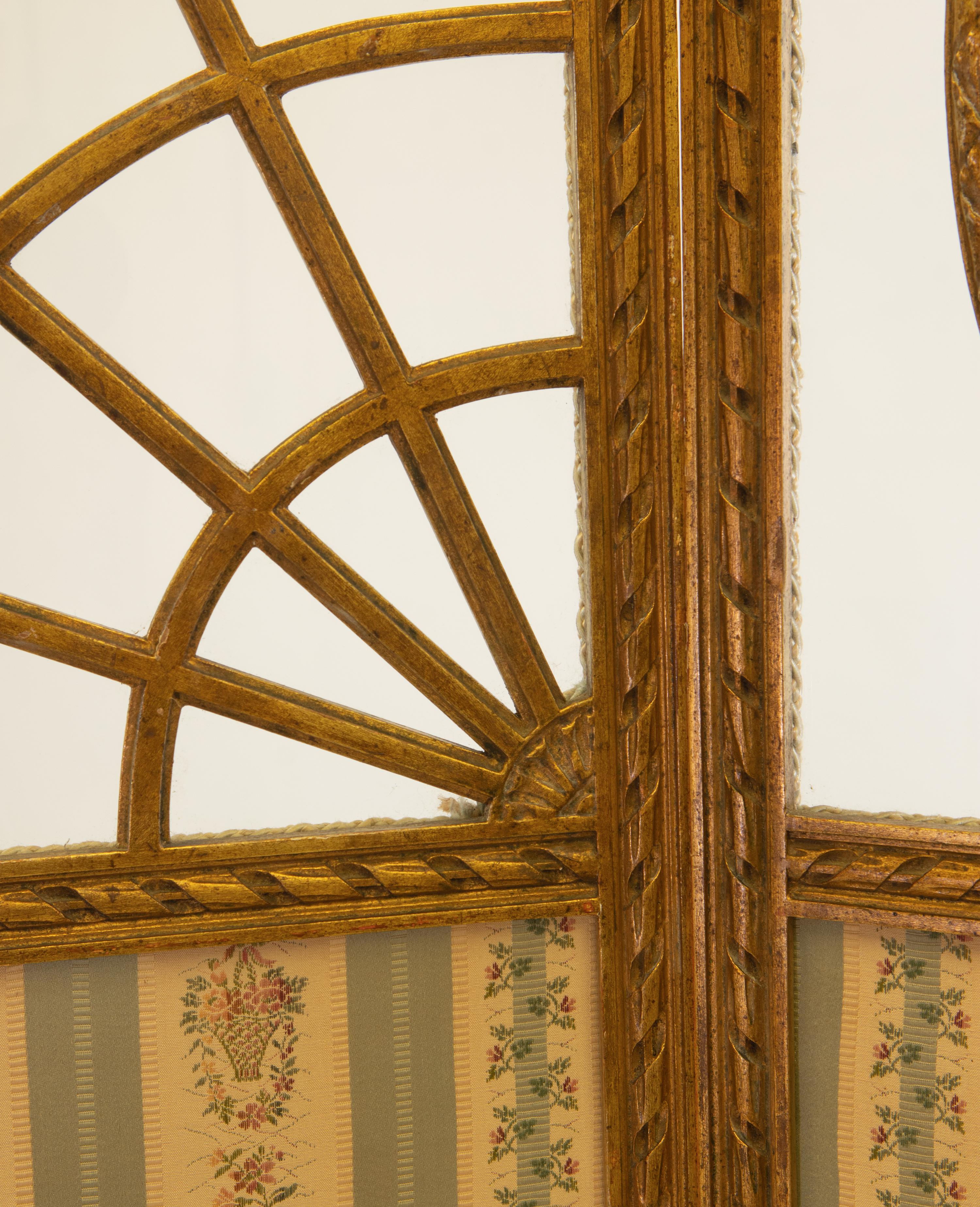 Antiker englischer edwardianischer klappbarer Raumteiler aus vergoldetem Holz im Angebot 2