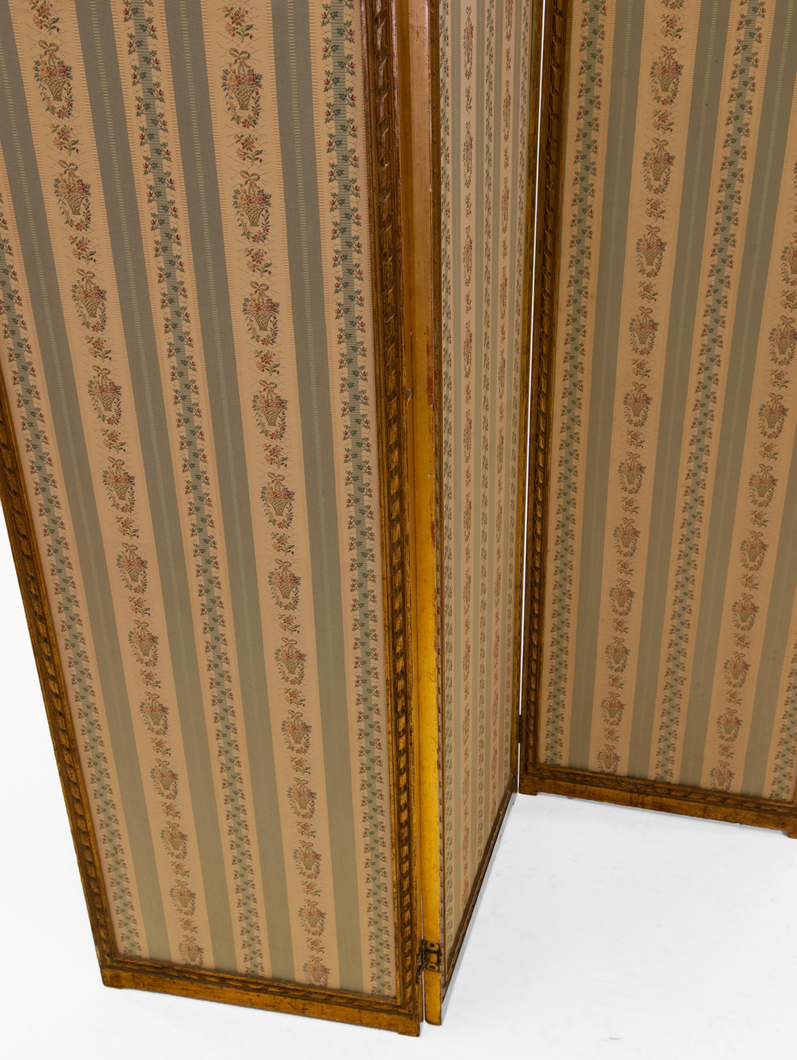 Antique English Edwardian Gilt Wood Folding Screen Room Divider For Sale 4