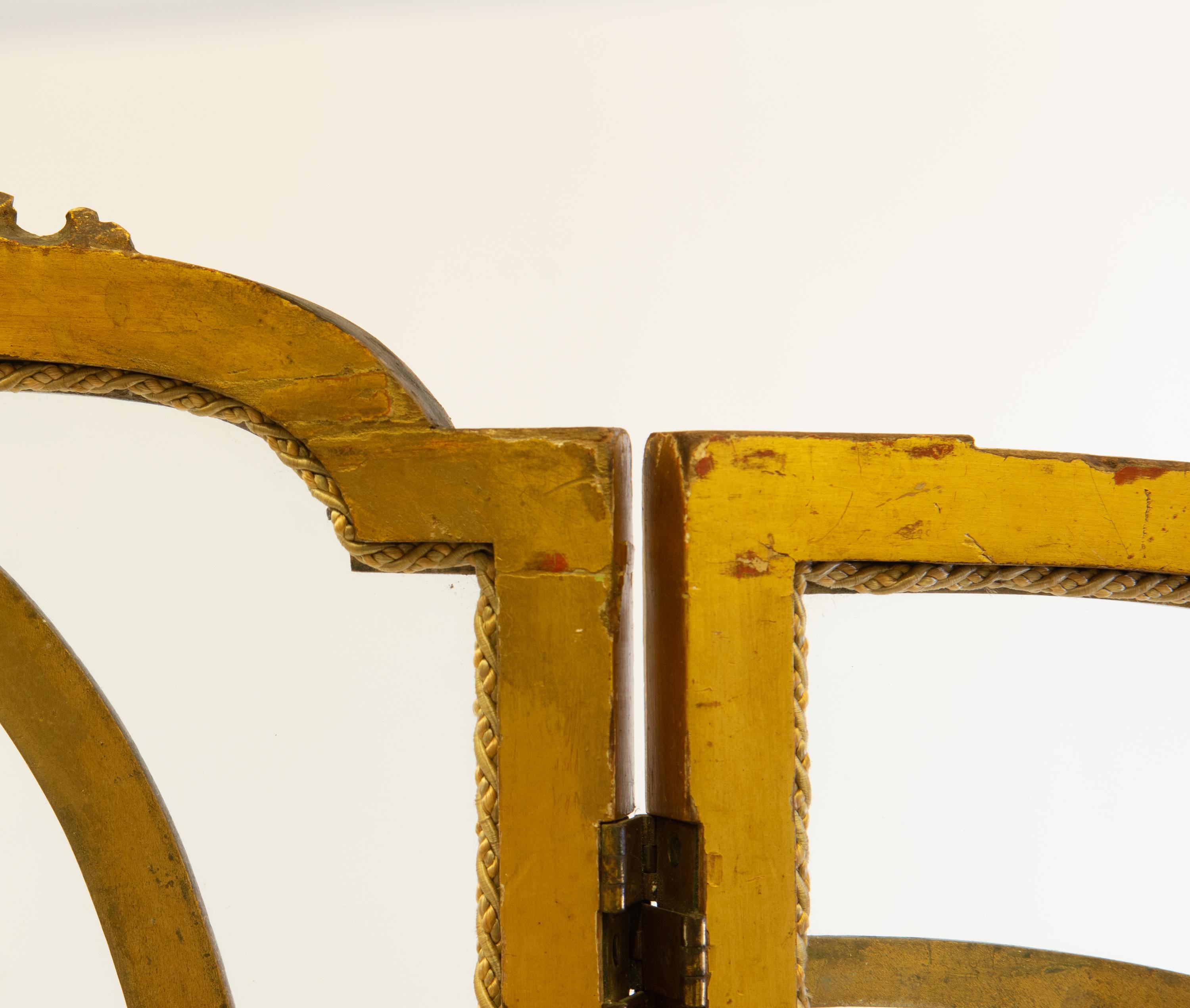 Antiker englischer edwardianischer klappbarer Raumteiler aus vergoldetem Holz im Angebot 9