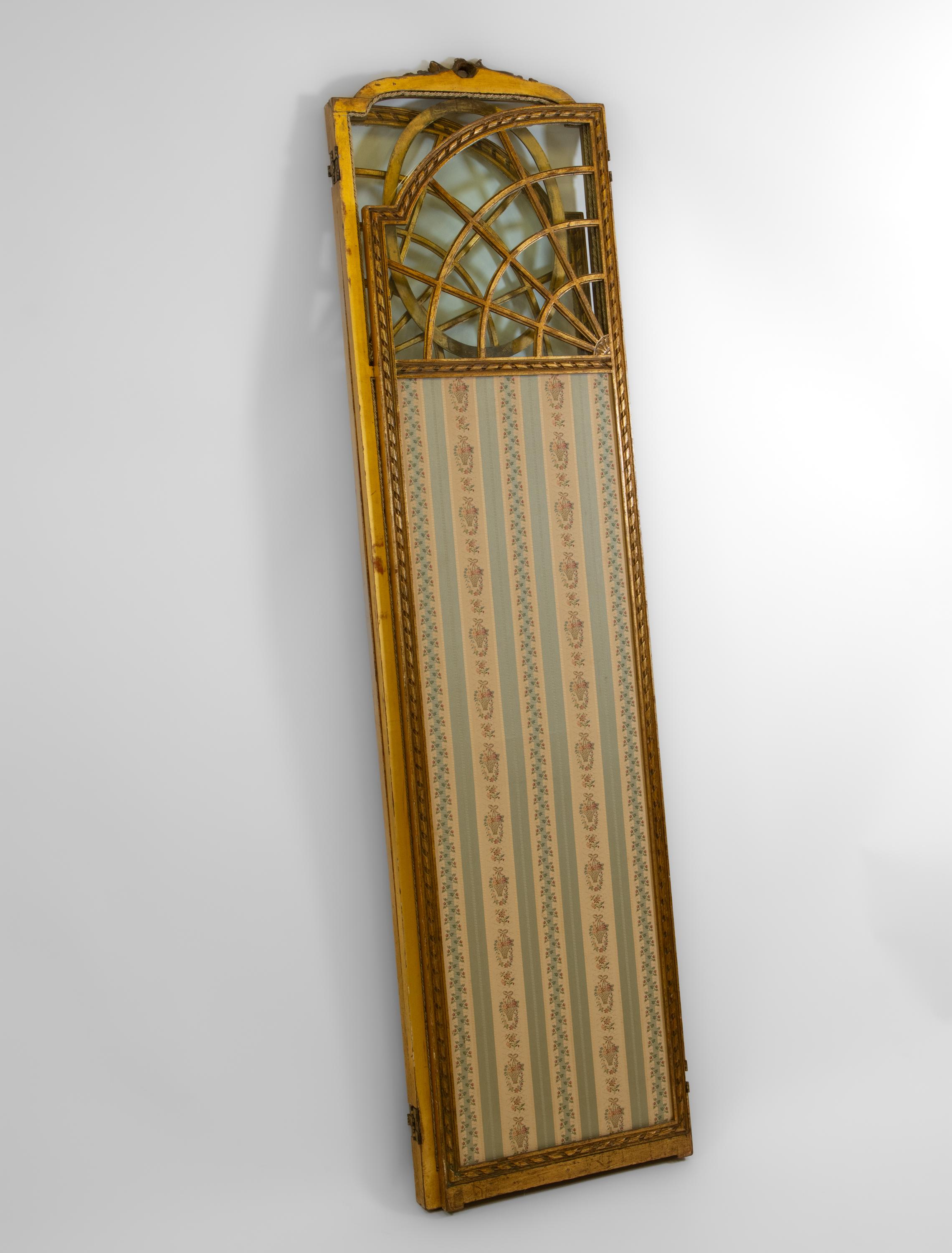 Antique English Edwardian Gilt Wood Folding Screen Room Divider In Good Condition For Sale In Norwich, GB
