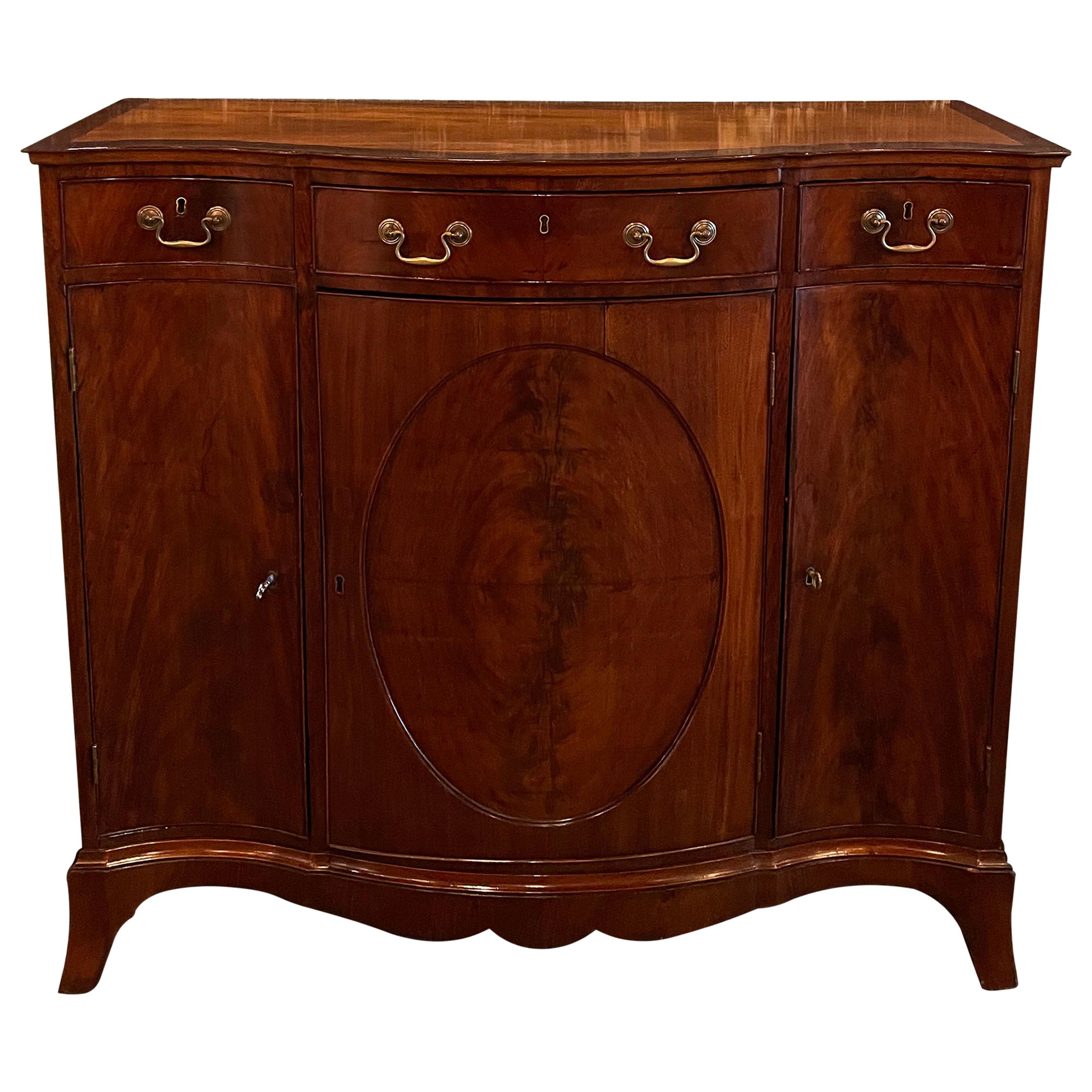 Antique English Edwardian Inlaid Mahogany Side Cabinet