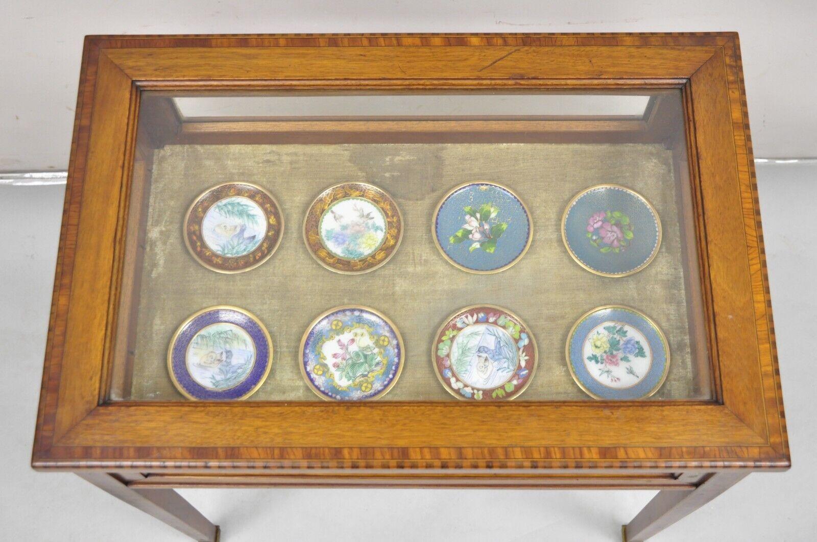 Antique English Edwardian Inlaid Mahogany Small Bijouterie Curio Display Table 5