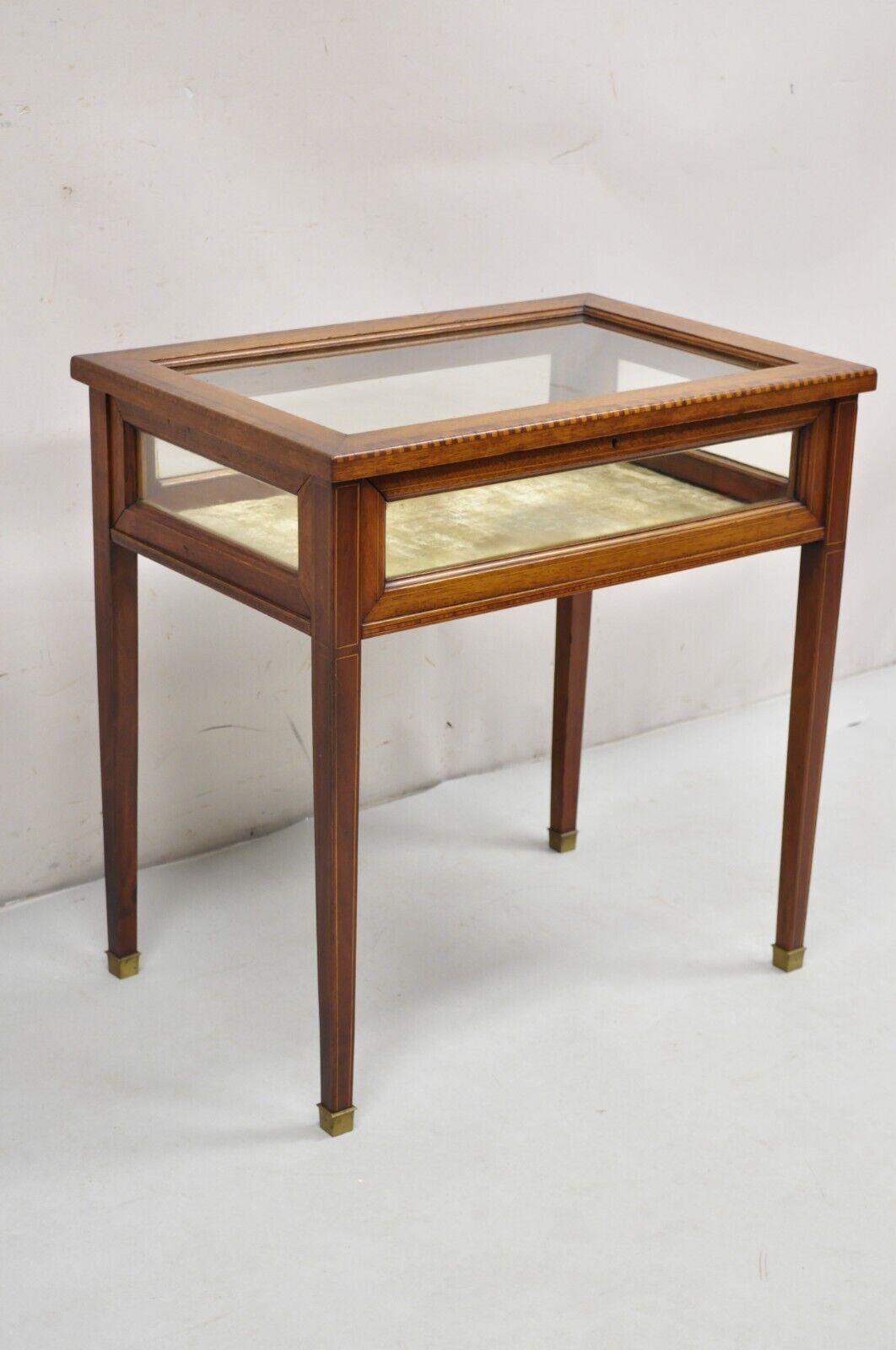 Antique English Edwardian Inlaid Mahogany Small Bijouterie Curio Display Table 8