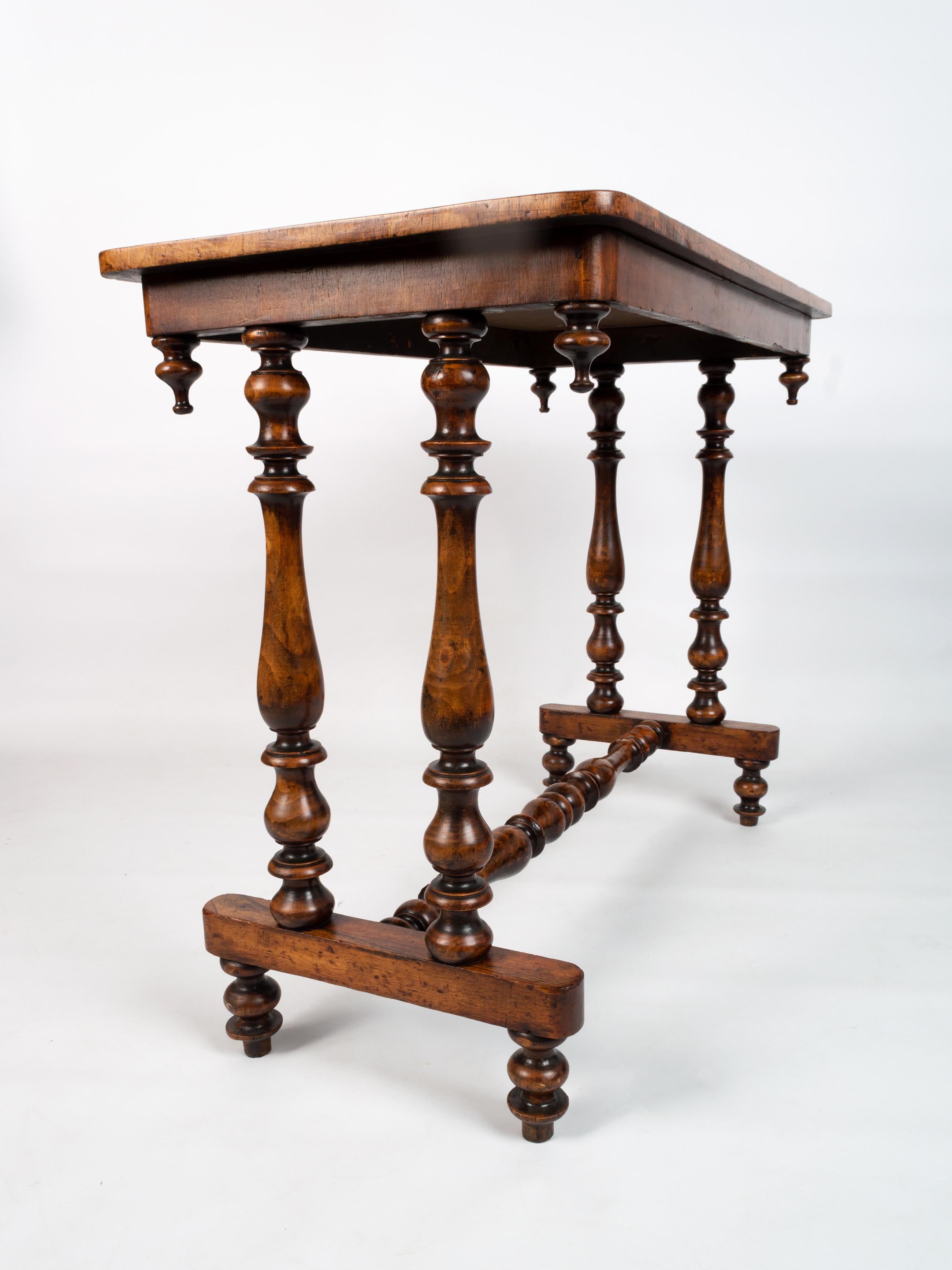 Antique English Edwardian Inlaid Walnut Hall Table Console C.1900 For Sale 6