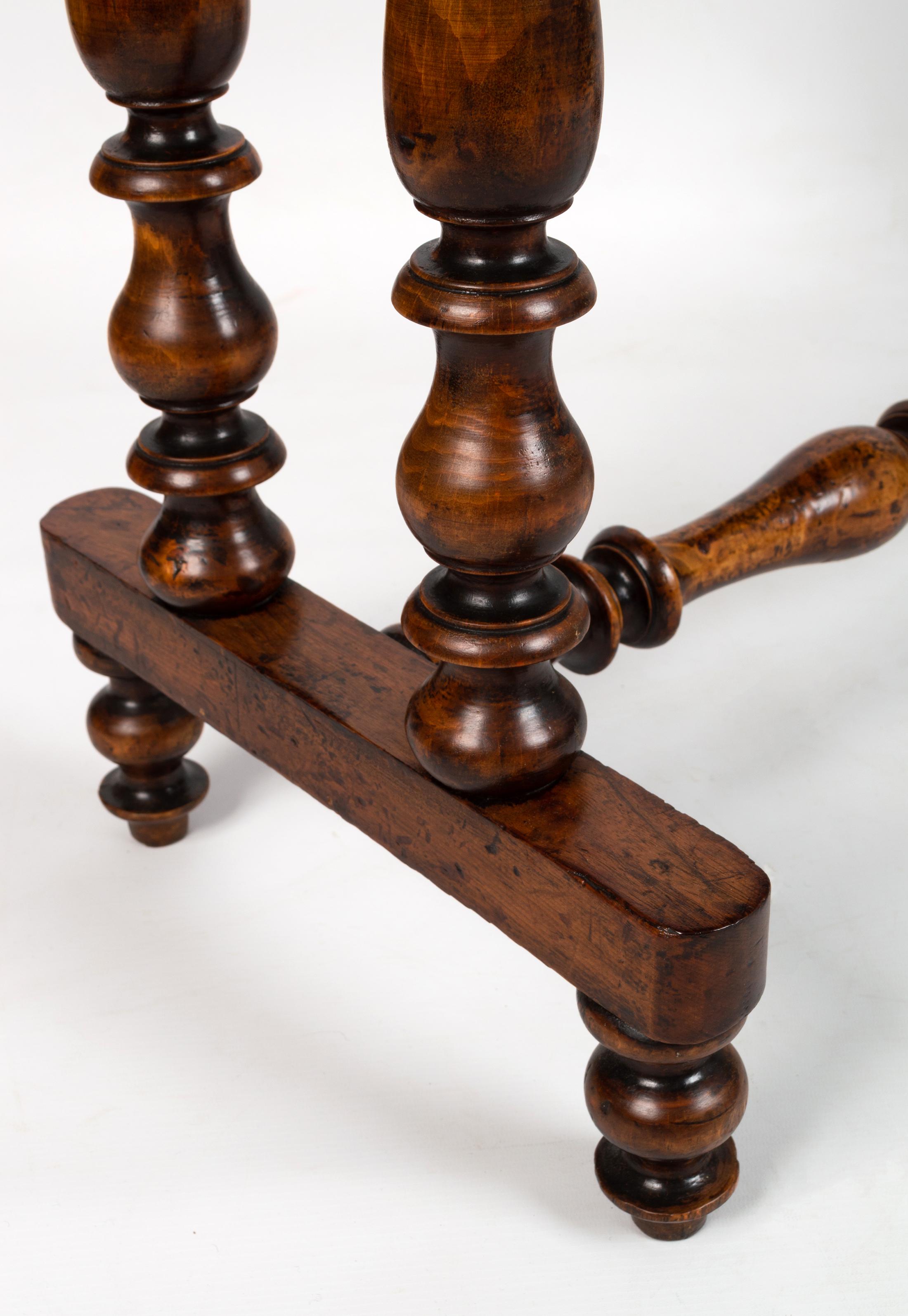 Satinwood Antique English Edwardian Inlaid Walnut Hall Table Console C.1900 For Sale