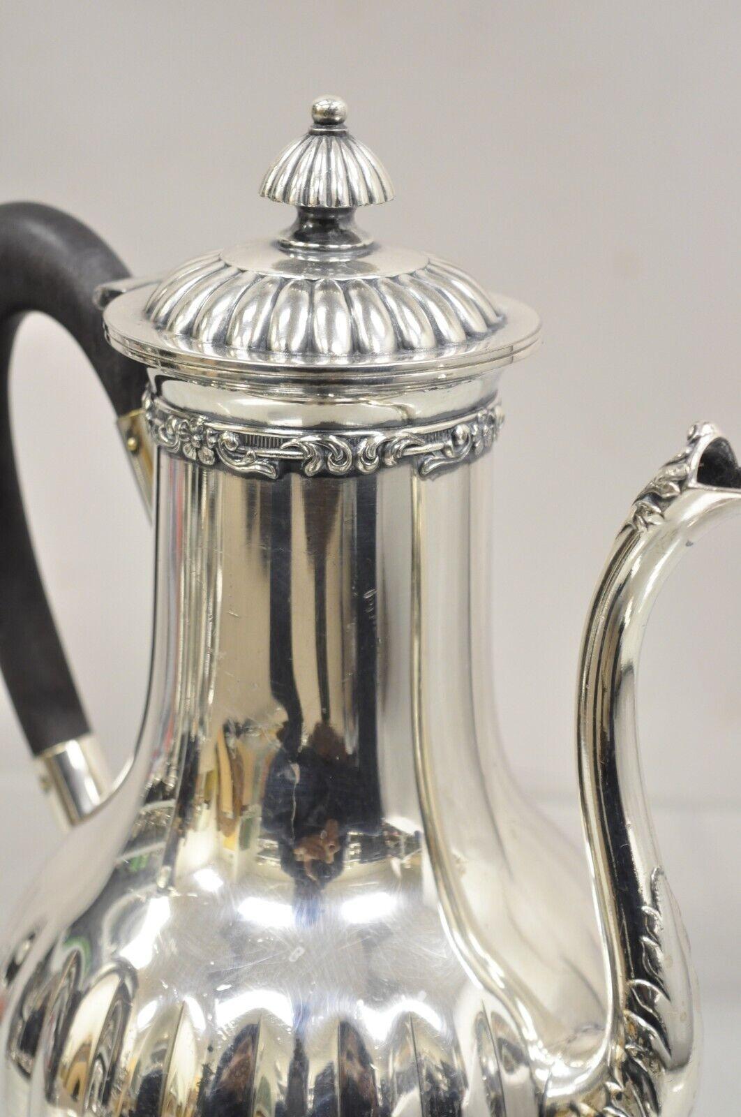 20th Century Antique English Edwardian James W Tufts Silver Plated Tea Pot Coffee Pot For Sale