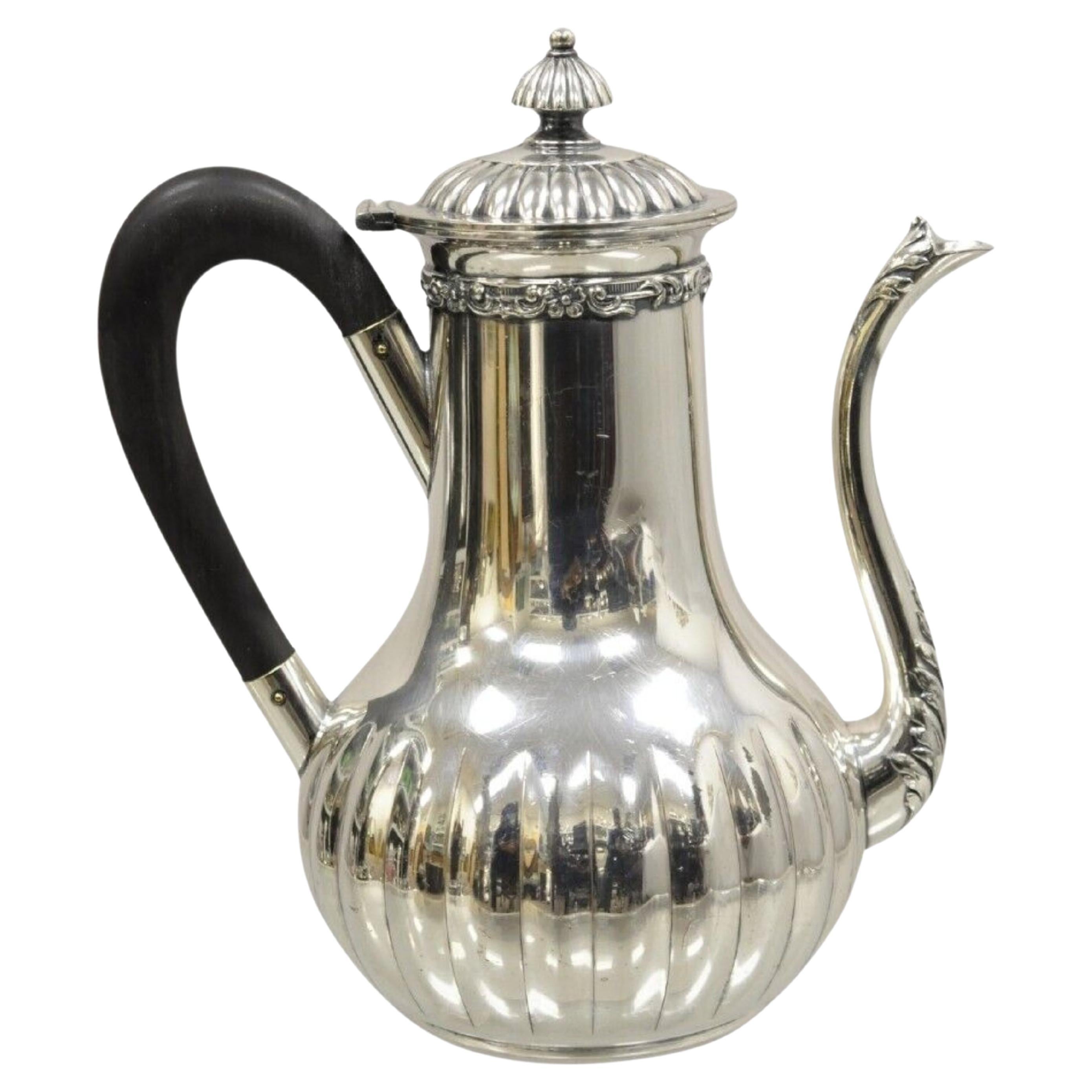Antique English Edwardian James W Tufts Silver Plated Tea Pot Coffee Pot For Sale