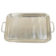 Antique English Edwardian Large Rectangular Silver Plated Serving Platter Tray