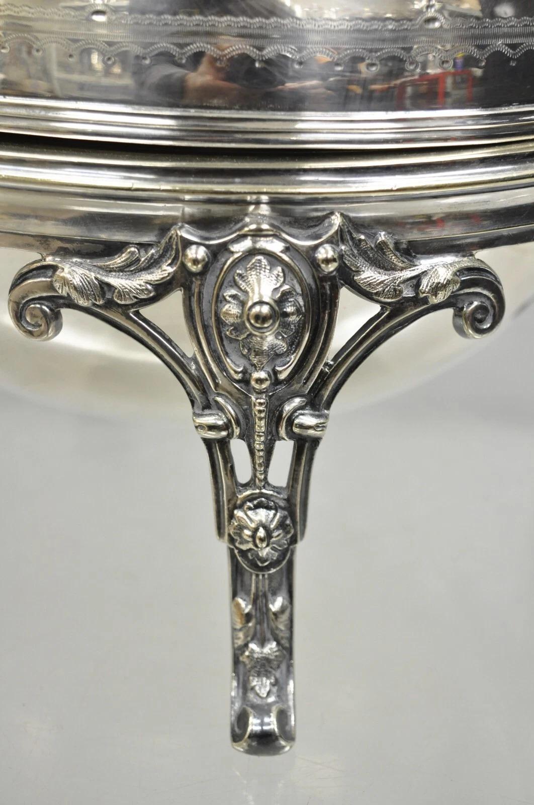 Unknown Antique English Edwardian Large Silver Plated Roll Top Warmer Chafing Dish For Sale