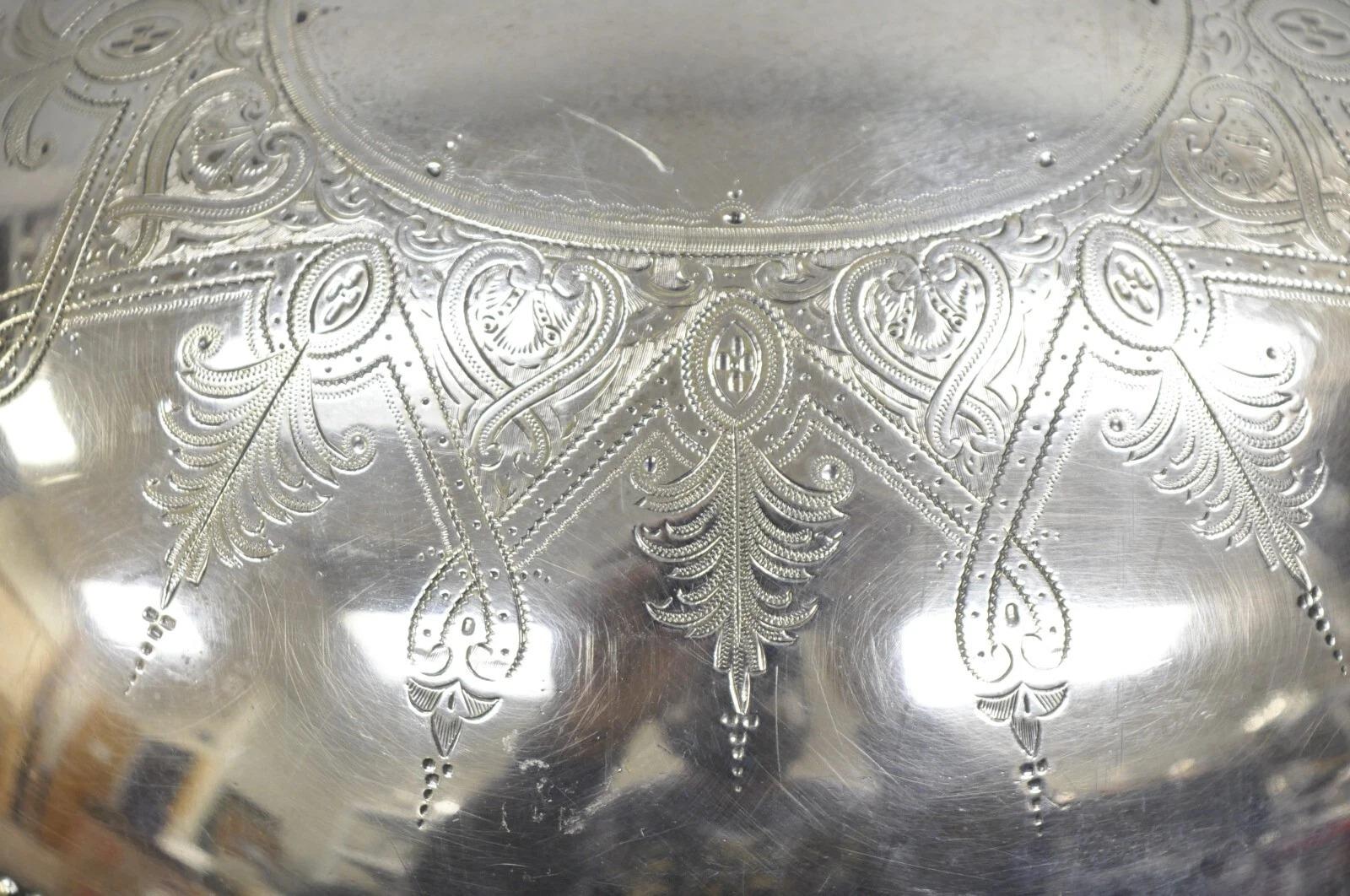 20th Century Antique English Edwardian Large Silver Plated Roll Top Warmer Chafing Dish For Sale