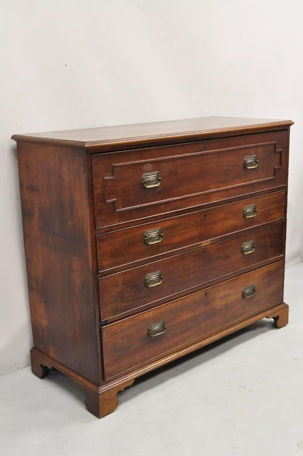 Antique English Edwardian Mahogany Chest of Drawers Secretary Desk Bureau For Sale 5
