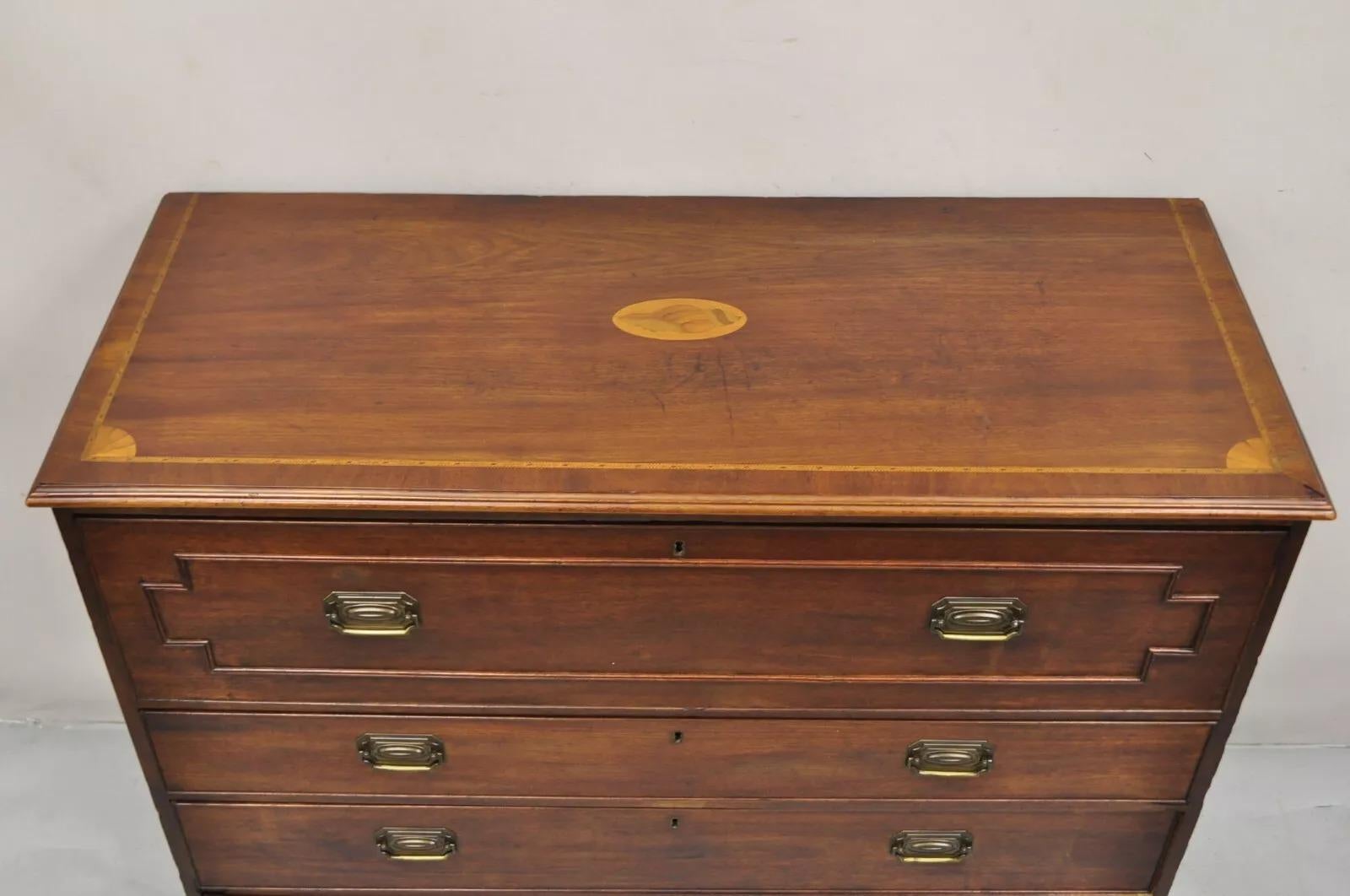 19th Century Antique English Edwardian Mahogany Chest of Drawers Secretary Desk Bureau For Sale