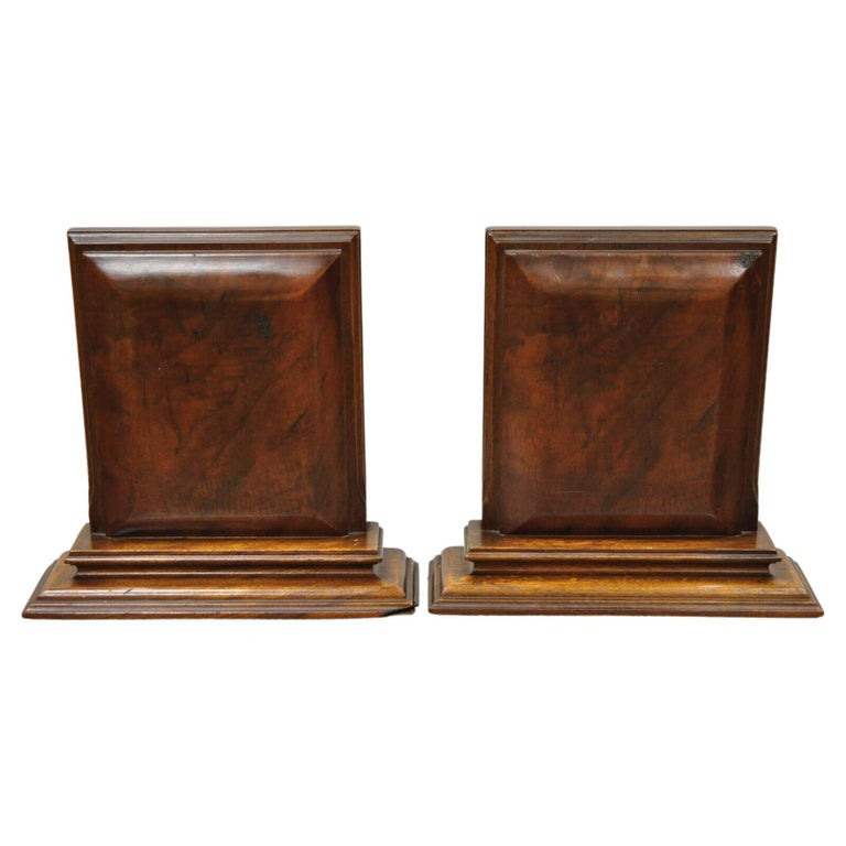 Antique English Edwardian Mahogany Desk Accessory Bookends, a Pair For Sale at 1stDibs