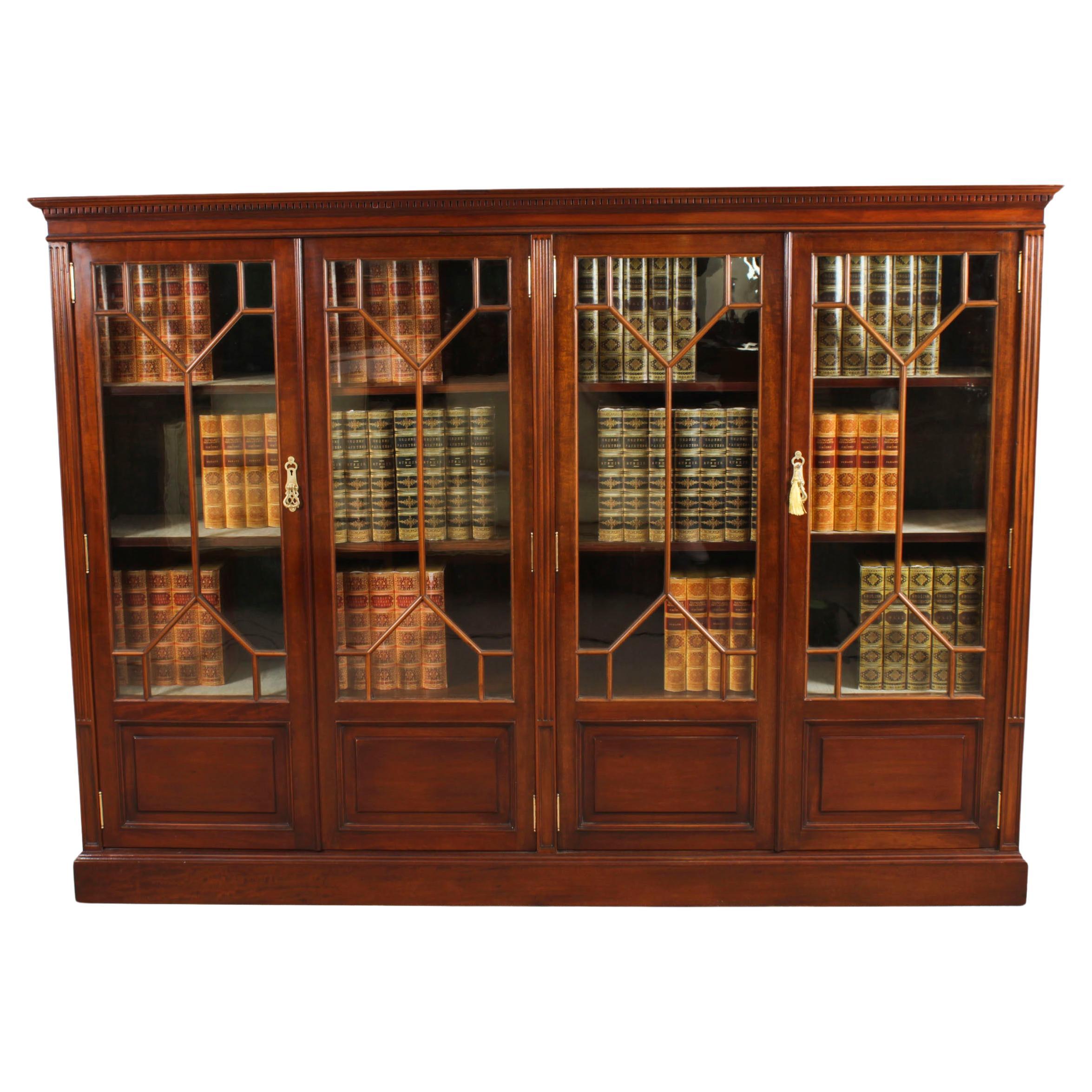 Antique English Edwardian Mahogany Library Bookcase Circa1900 For Sale