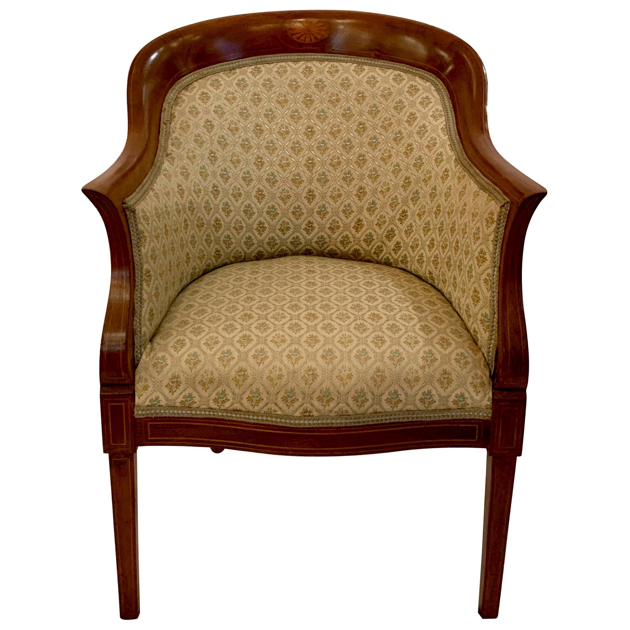 Antique English Edwardian Mahogany Tub Armchair