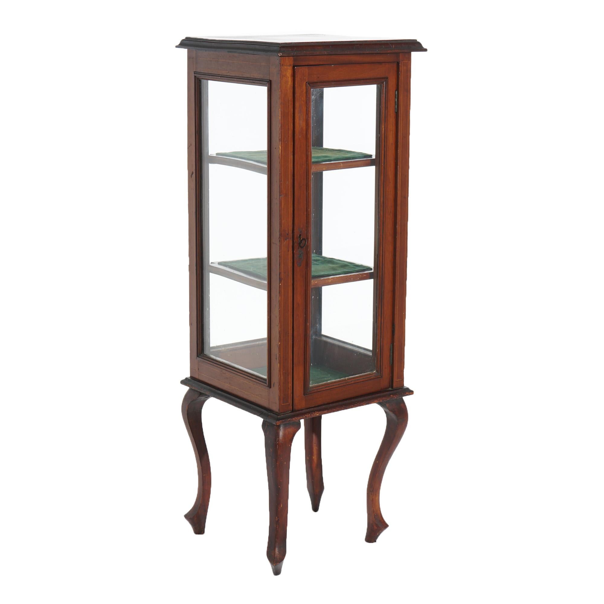 ***Inquire About Reduced In-House Delivery Rates - Reliable Professional Service & Fully Insured***

Antique English Edwardian Mahogany Vitrine or Curio Display Cabinet with Single Door and Raised on Cabriole Legs C1910

Measures - 39.5