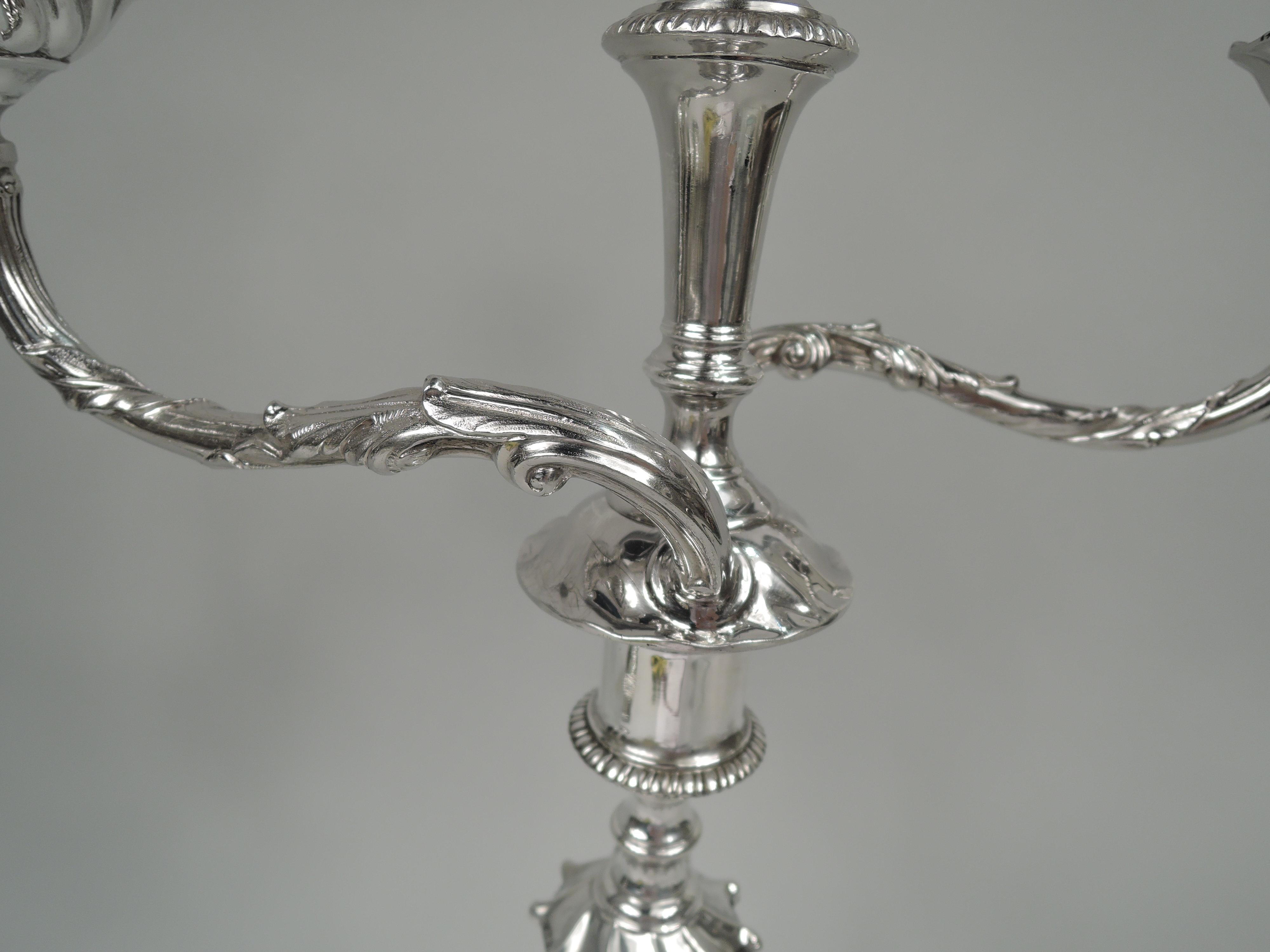 Antique English Edwardian Neoclassical 3-Light Candelabra In Good Condition In New York, NY