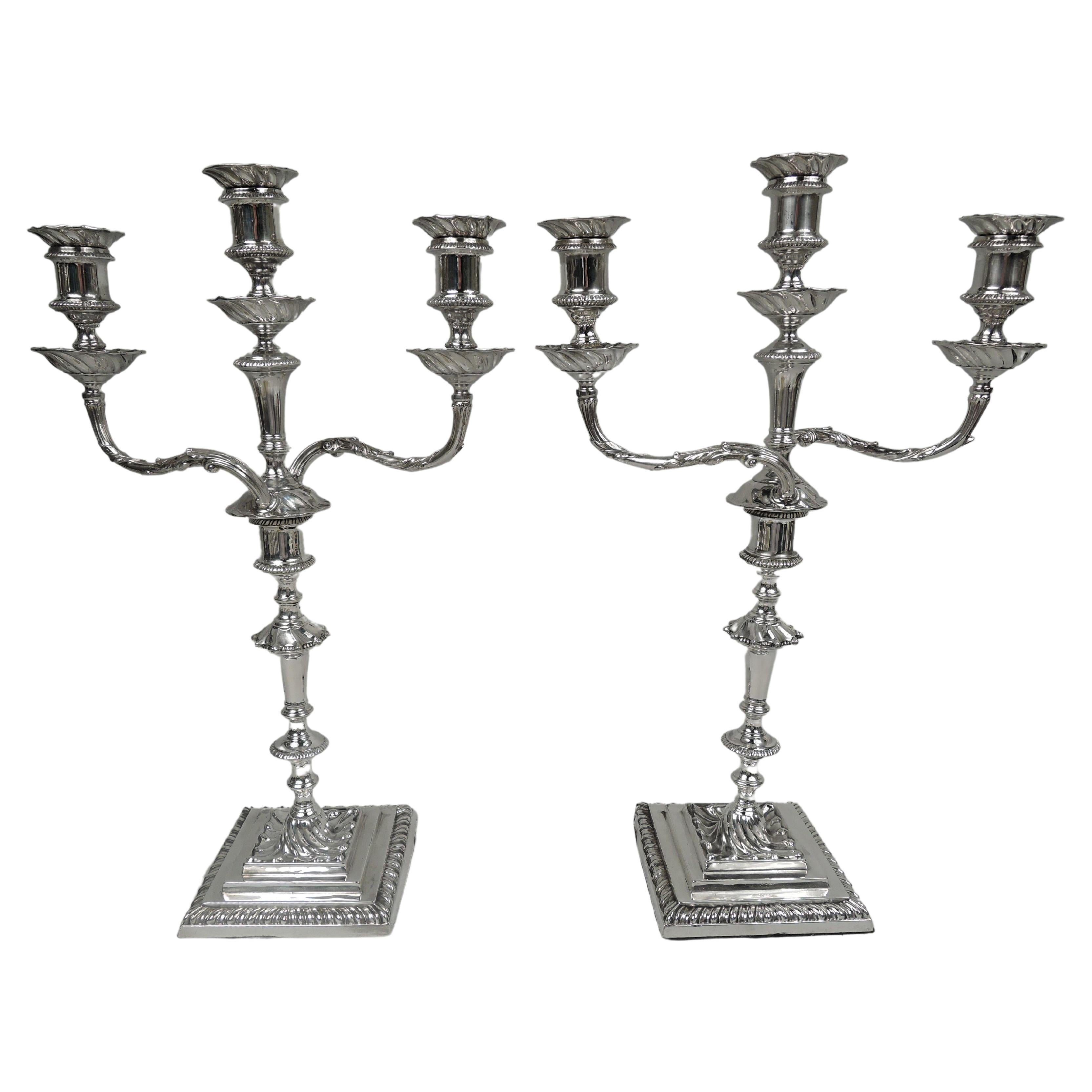 Antique English Edwardian Neoclassical 3-Light Candelabra