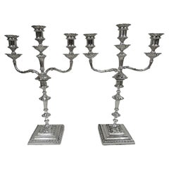 Antique English Edwardian Neoclassical 3-Light Candelabra