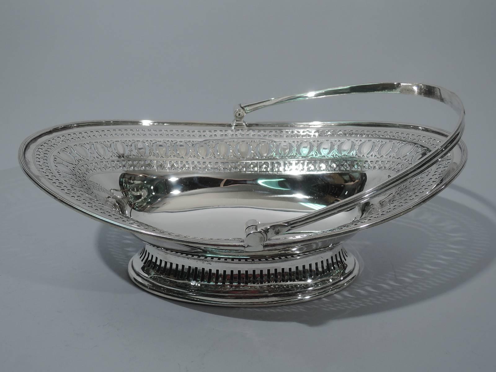 Neoclassical Revival Antique English Edwardian Neoclassical Sterling Silver Basket