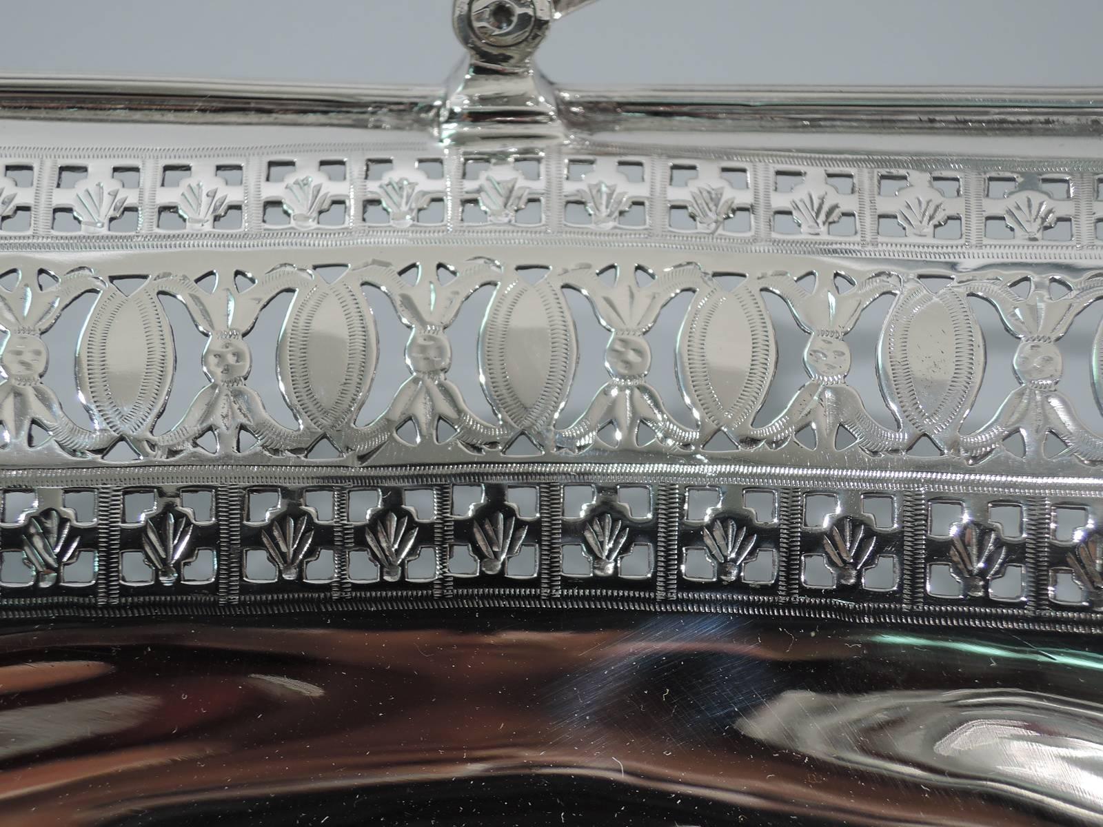 Antique English Edwardian Neoclassical Sterling Silver Basket 2