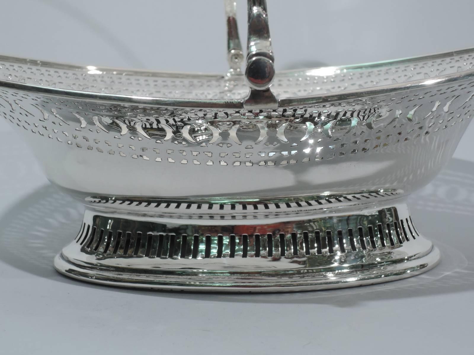 Antique English Edwardian Neoclassical Sterling Silver Basket 3