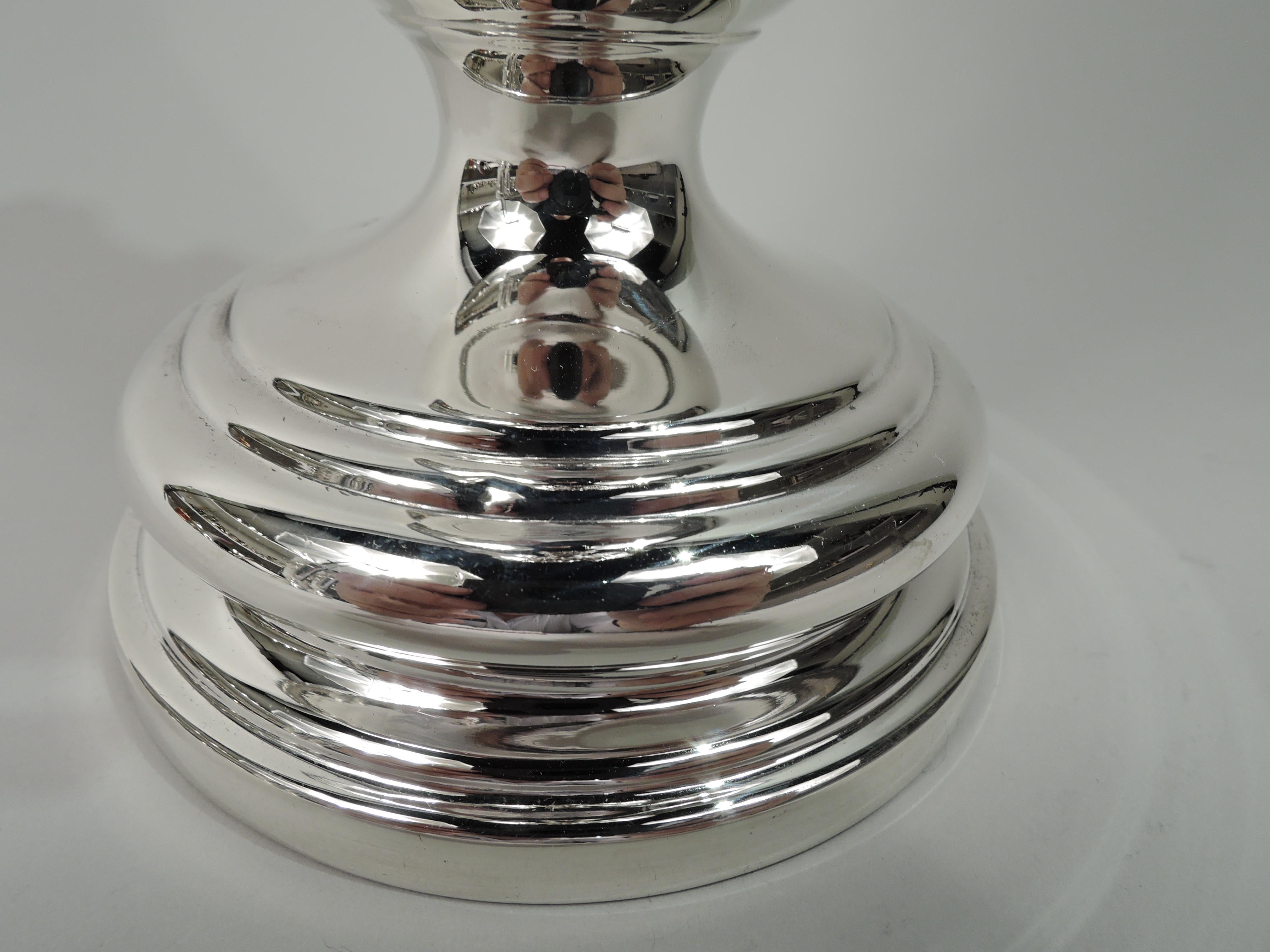 Early 20th Century Antique English Edwardian Neoclassical Sterling Silver Vase For Sale