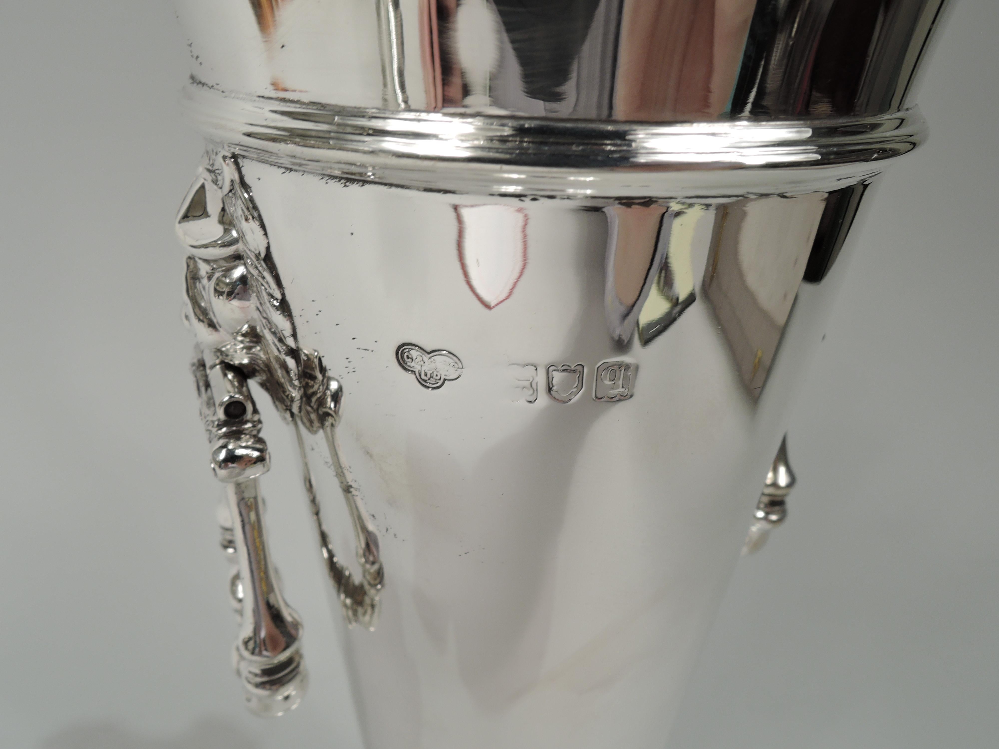 Antique English Edwardian Neoclassical Sterling Silver Vase For Sale 1