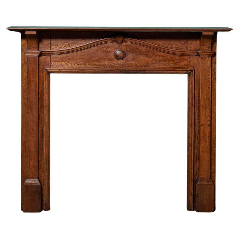Antique English Edwardian Oak Fire Mantel