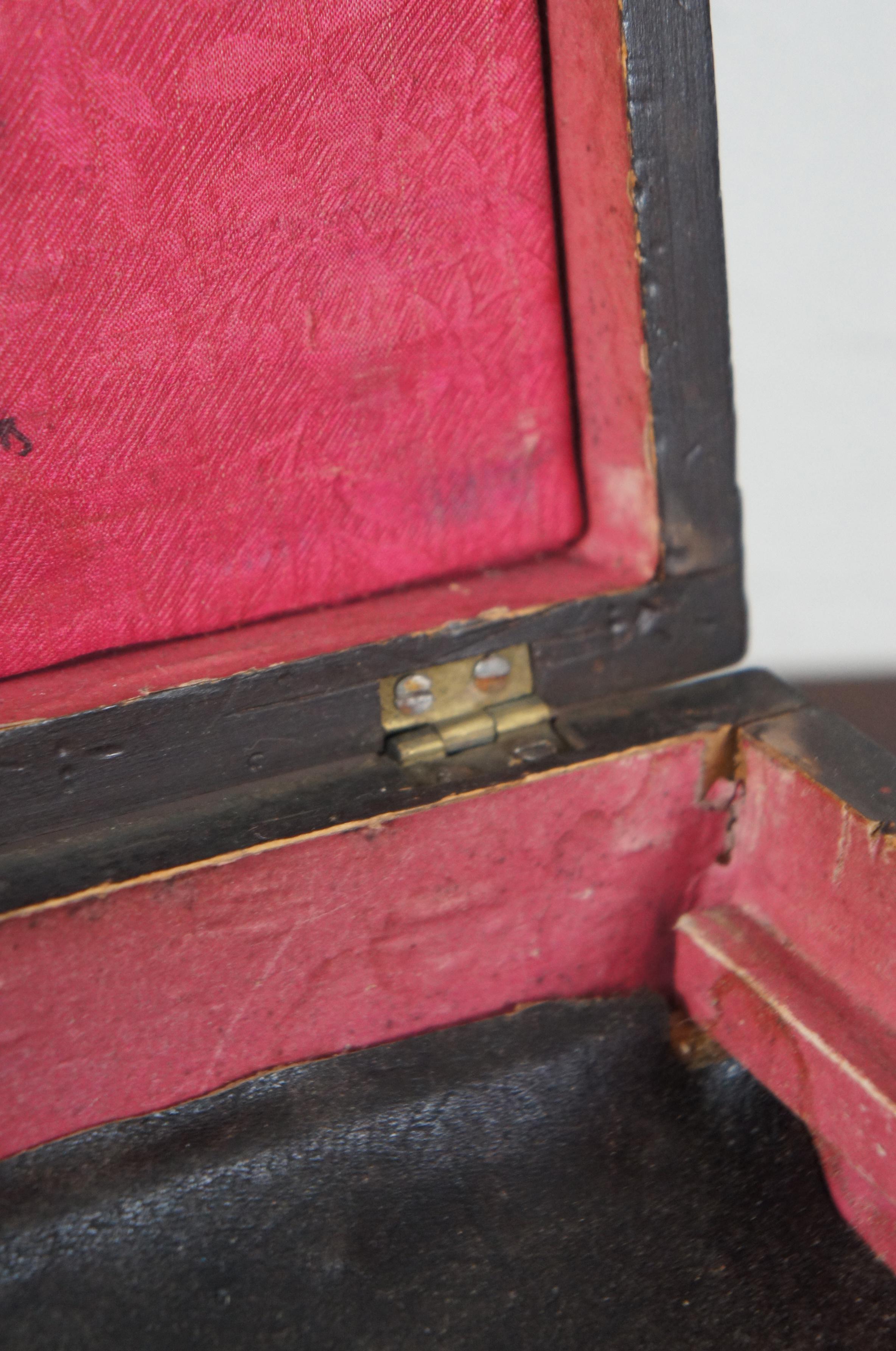 Antique English Edwardian Oak Keepsake Trinket Box Mother of Pearl Inlay 7