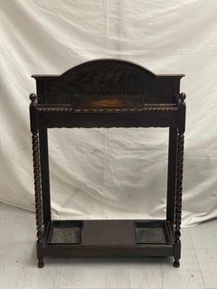Antique English Edwardian Oak Stick & Umbrella Hall Stand