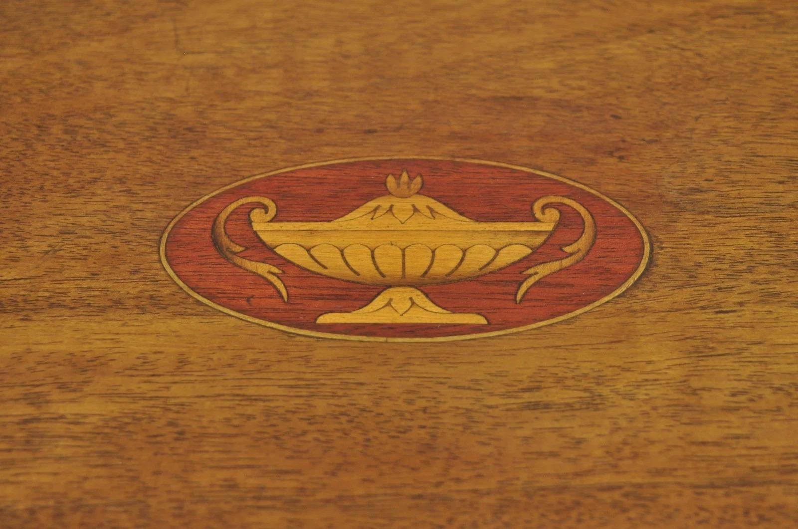 Antike englische Edwardian Oval Mahagoni Butlers Bar servieren Tablett mit Urne Inlay im Angebot 2