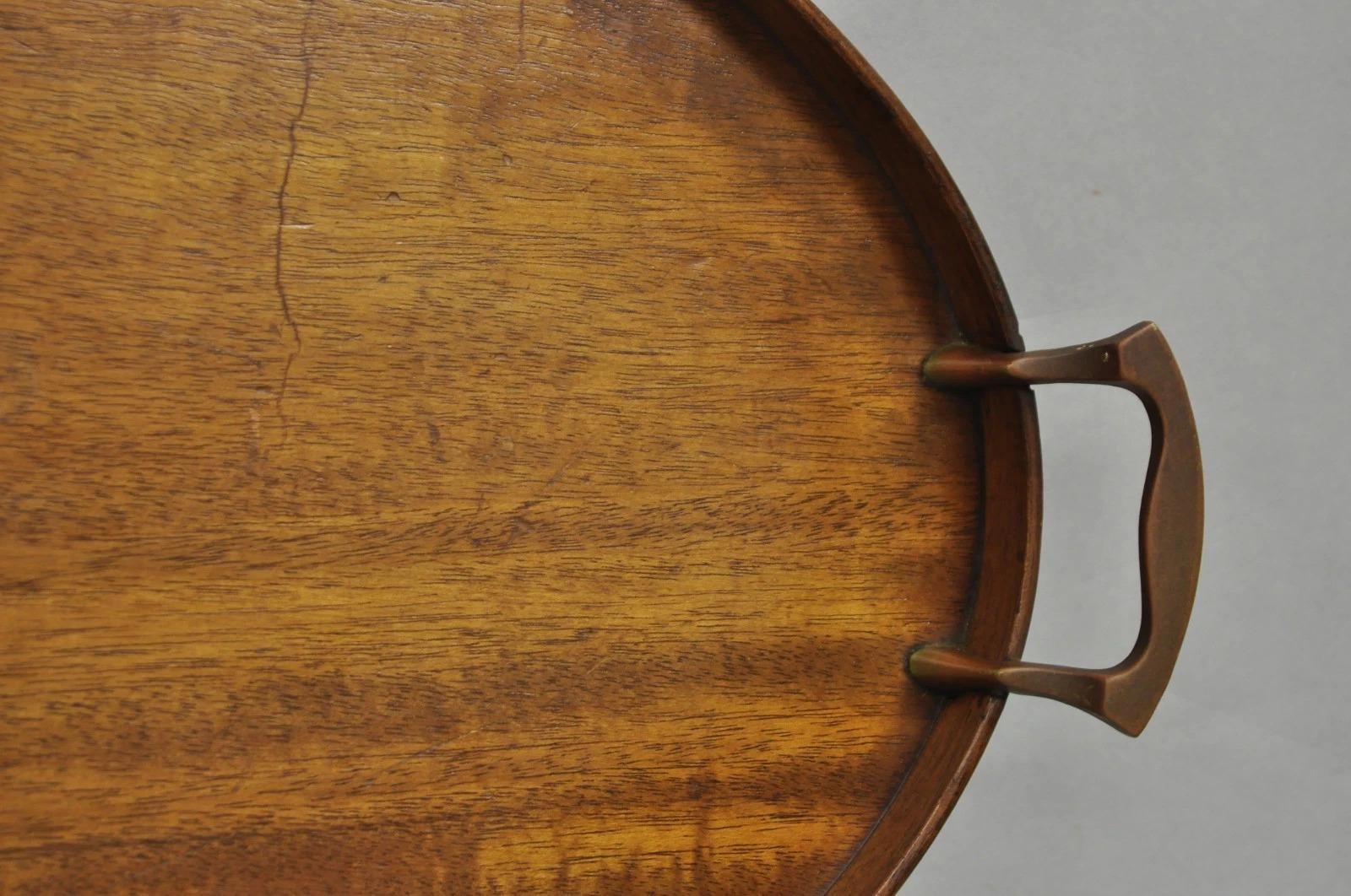 Antike englische Edwardian Oval Mahagoni Butlers Bar servieren Tablett mit Urne Inlay im Angebot 5