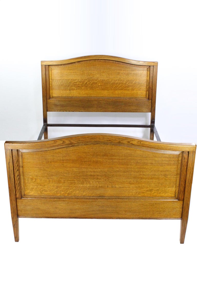 Antique English Edwardian Panelled Oak Double Bed Bedstead UK Double ...