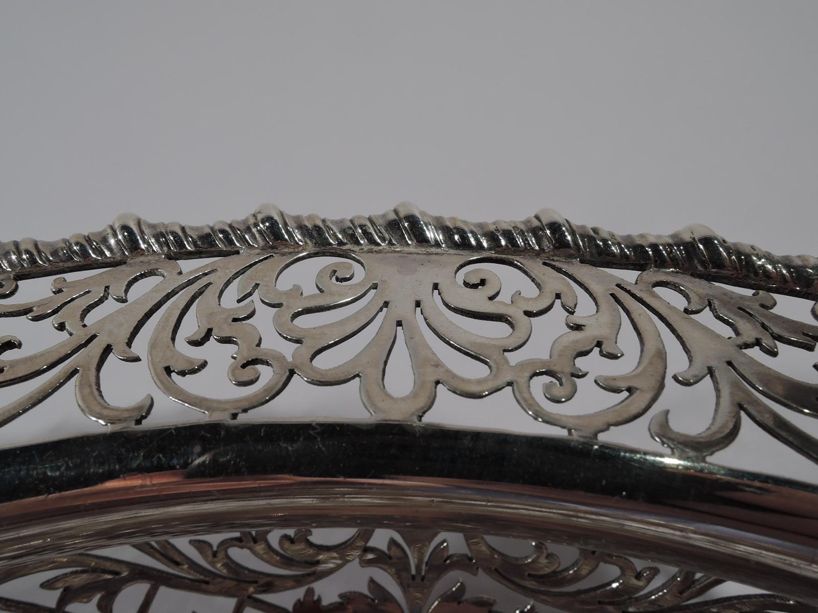 Antique English Edwardian Pierced Sterling Silver Bowl by James Dixon In Excellent Condition In New York, NY