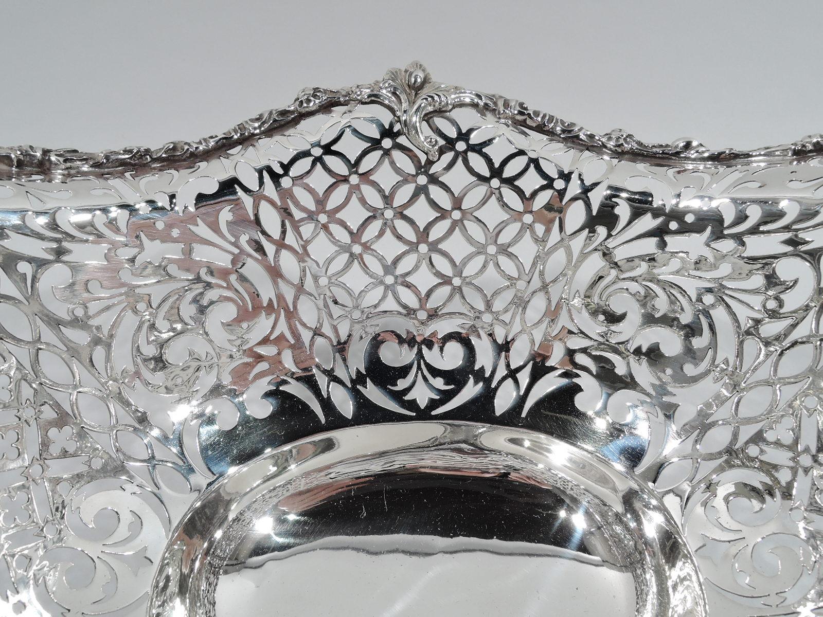 Biedermeier Antique English Edwardian Pierced Sterling Silver Bowl