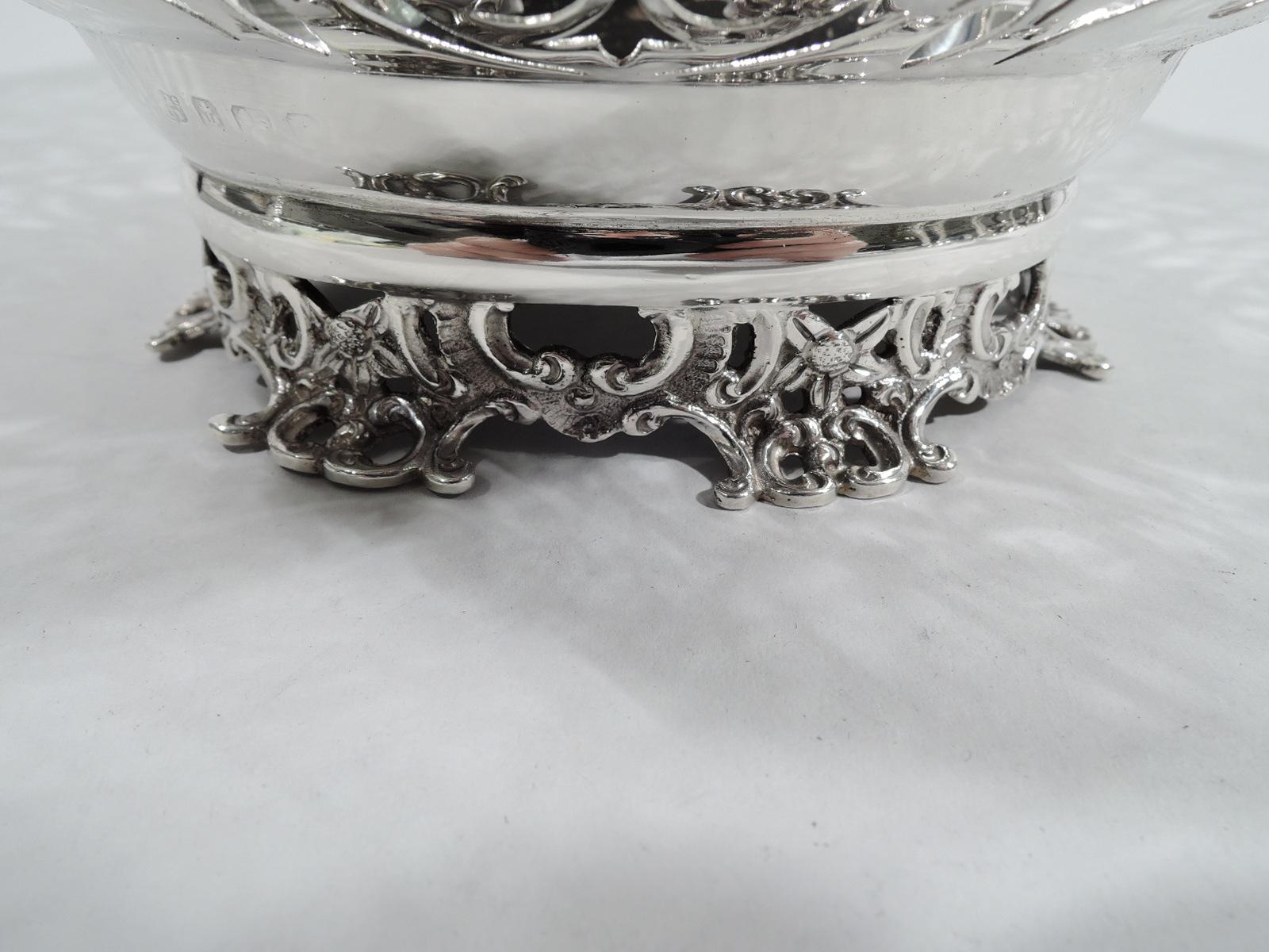 Early 20th Century Antique English Edwardian Pierced Sterling Silver Bowl